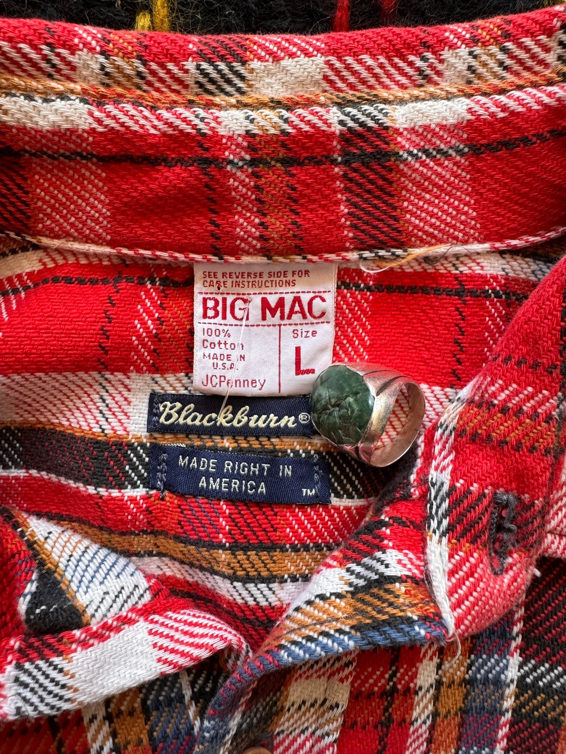 Tag View on Vintage 70s Era Big Mac Cotton Flannel SZ L