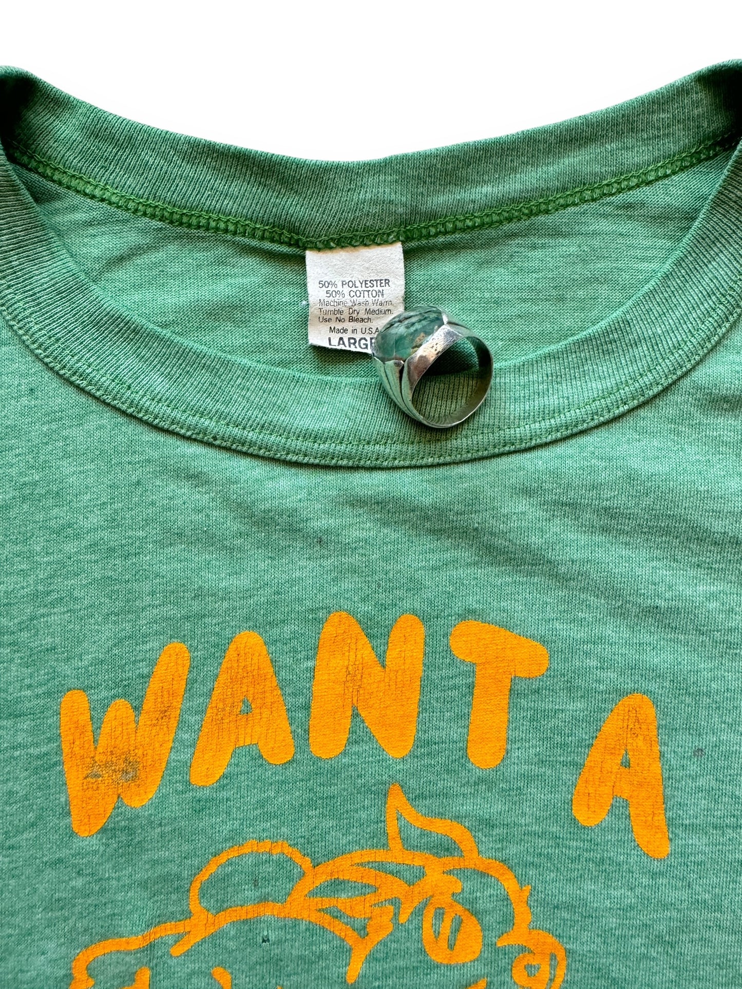 Tag View of Vintage Want a Quickee Tee SZ L