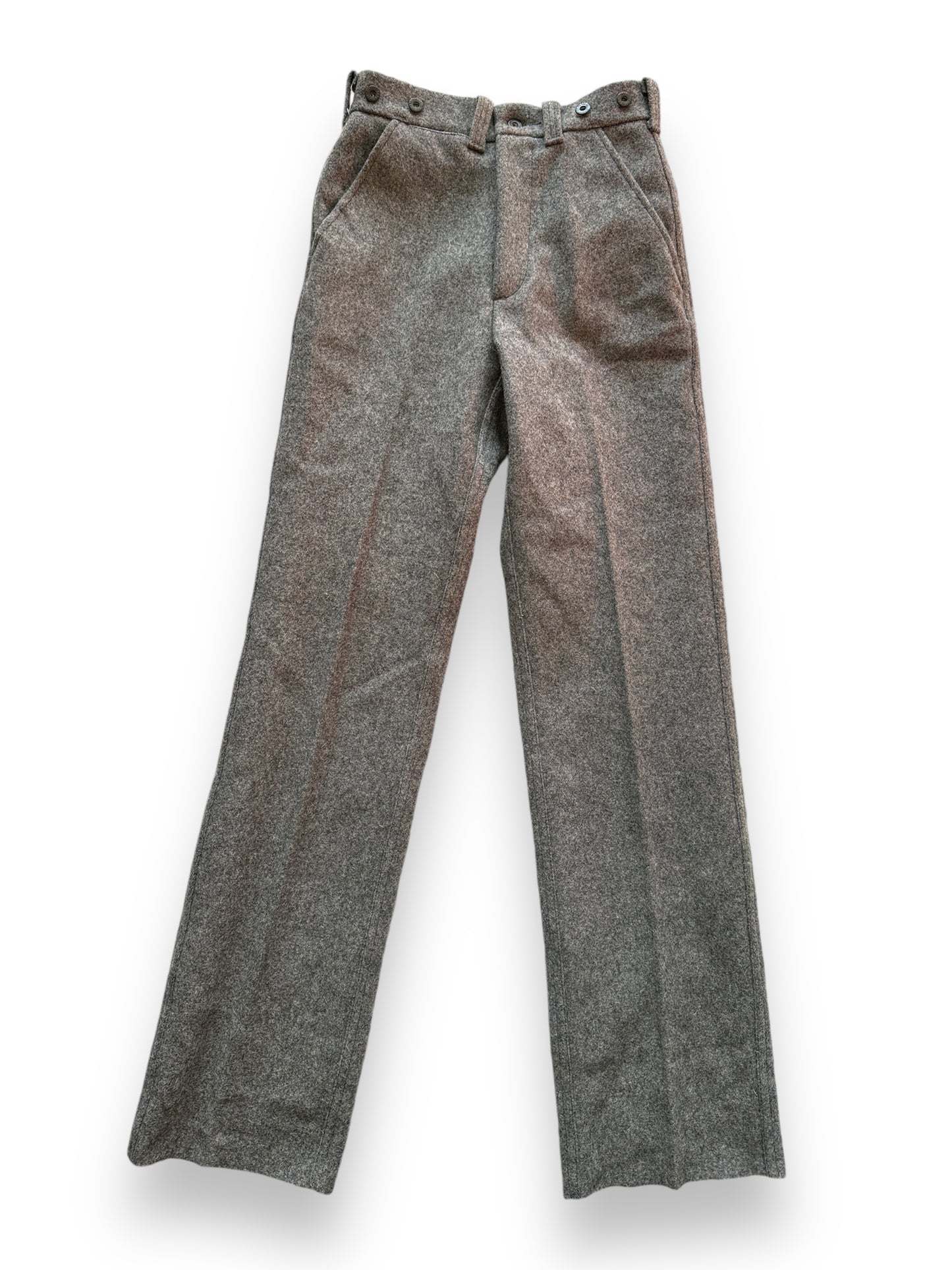 Front View of Vintage Filson Heather Grey Wool Trousers W28