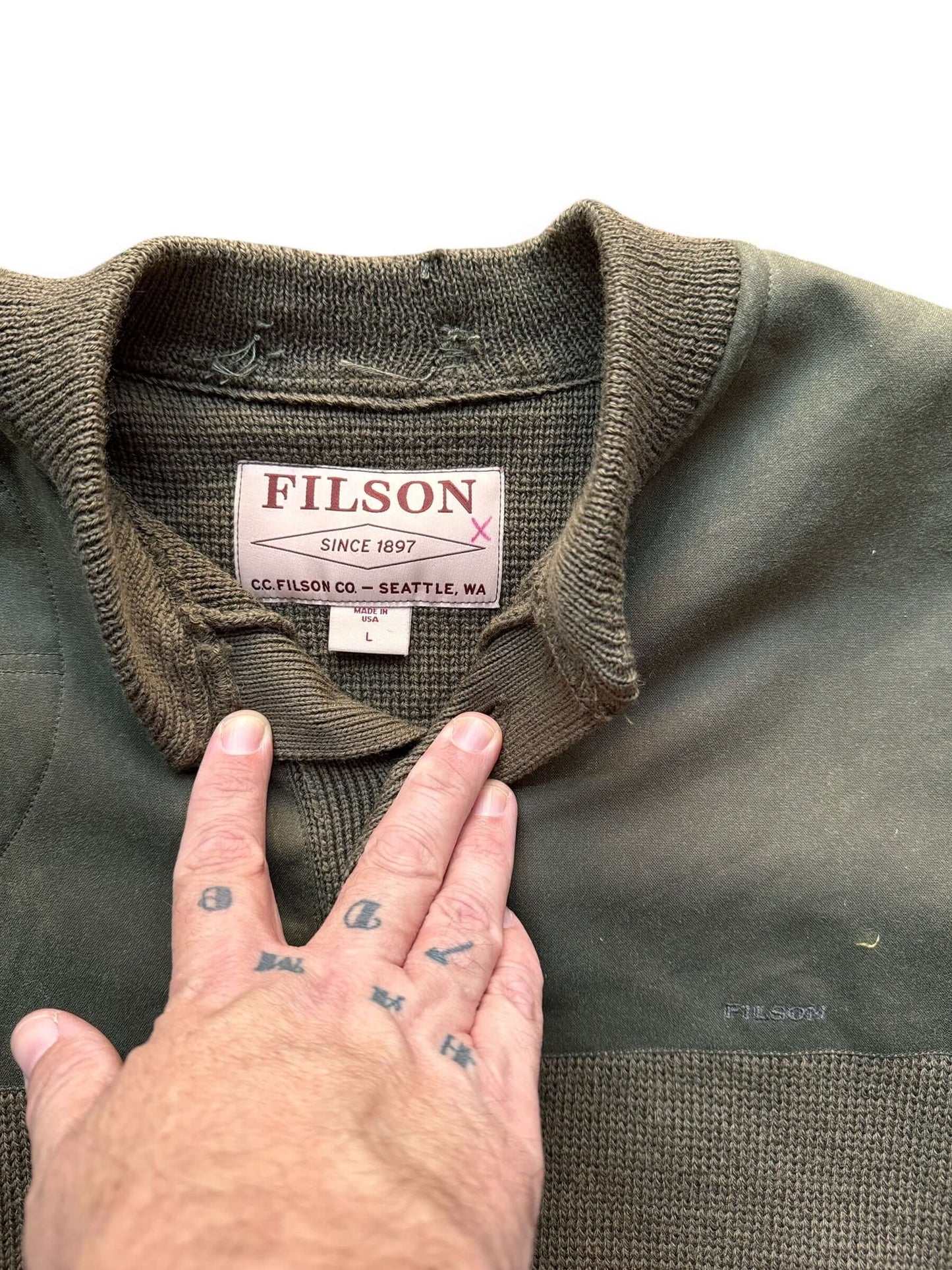 Tag View on Filson Guide Sweater SZ L