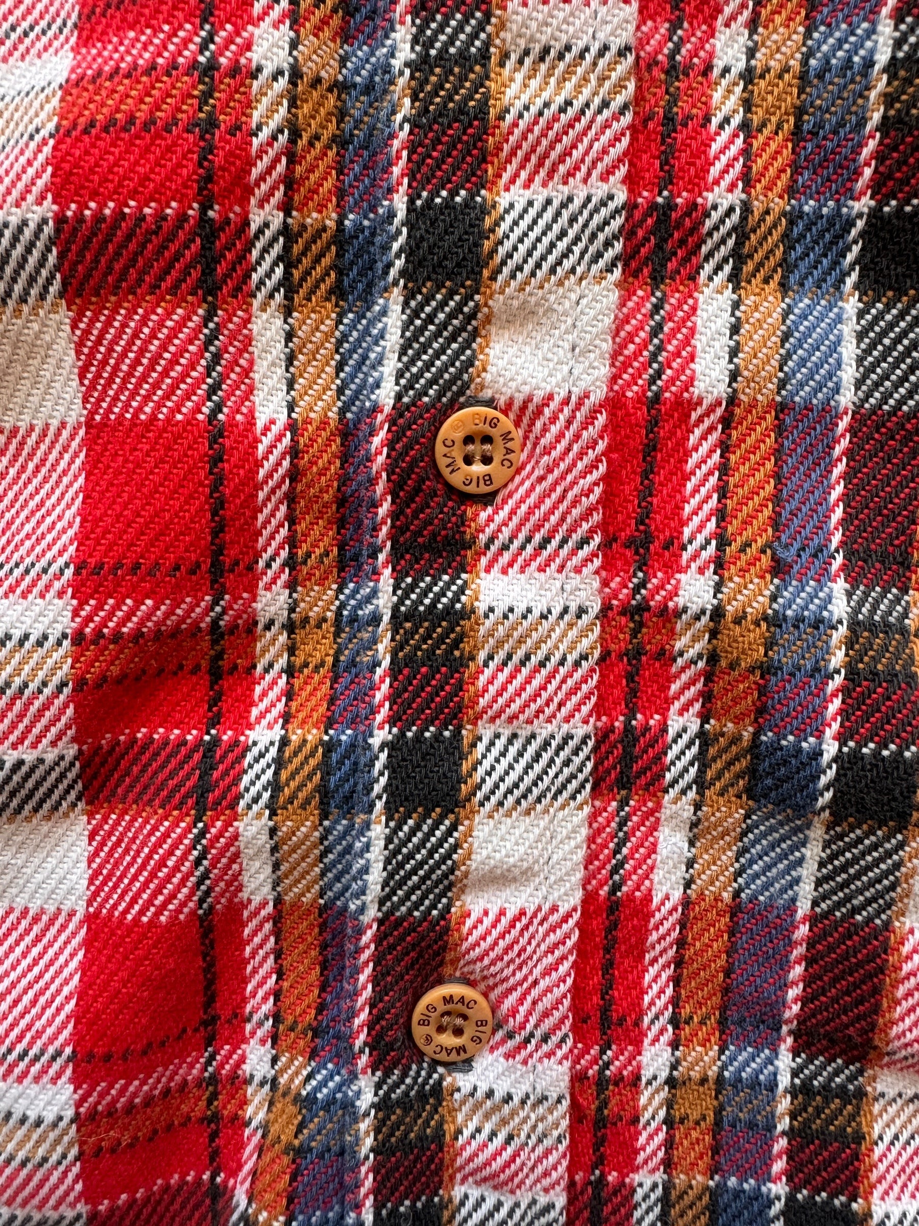 Big Mac Buttons on Vintage 70s Era Big Mac Cotton Flannel SZ L