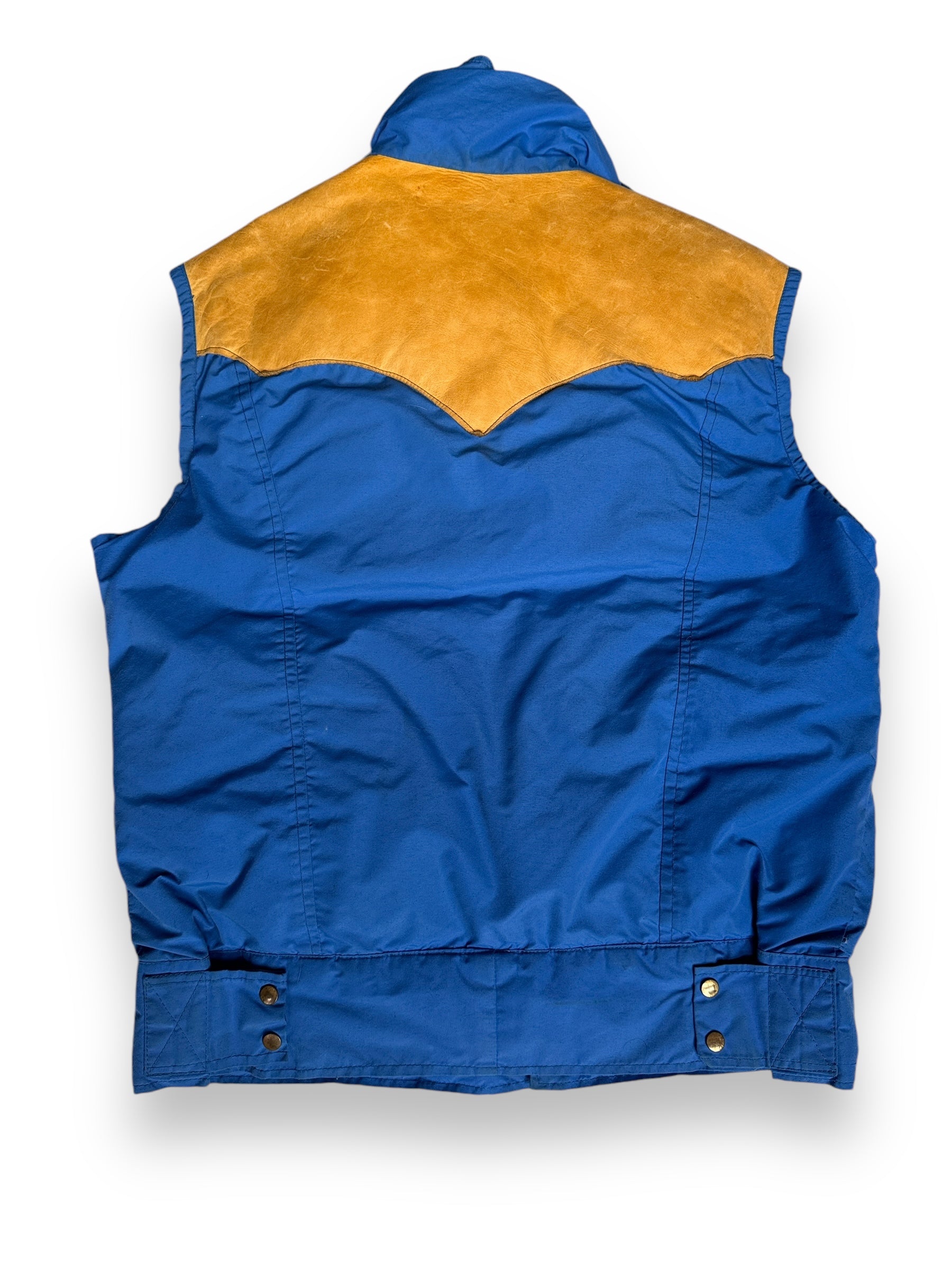 Rear View of Vintage Blue & Yellow Rocky Mountain Featherbed Down Vest SZ SZ L