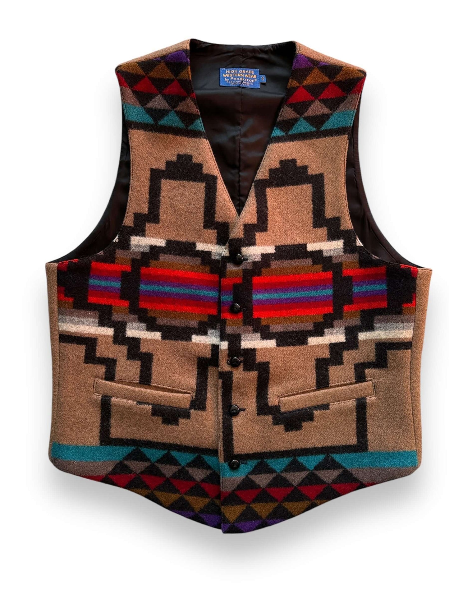 Front View of Vintage Pendleton High Grade Western Wear Vest SZ 40