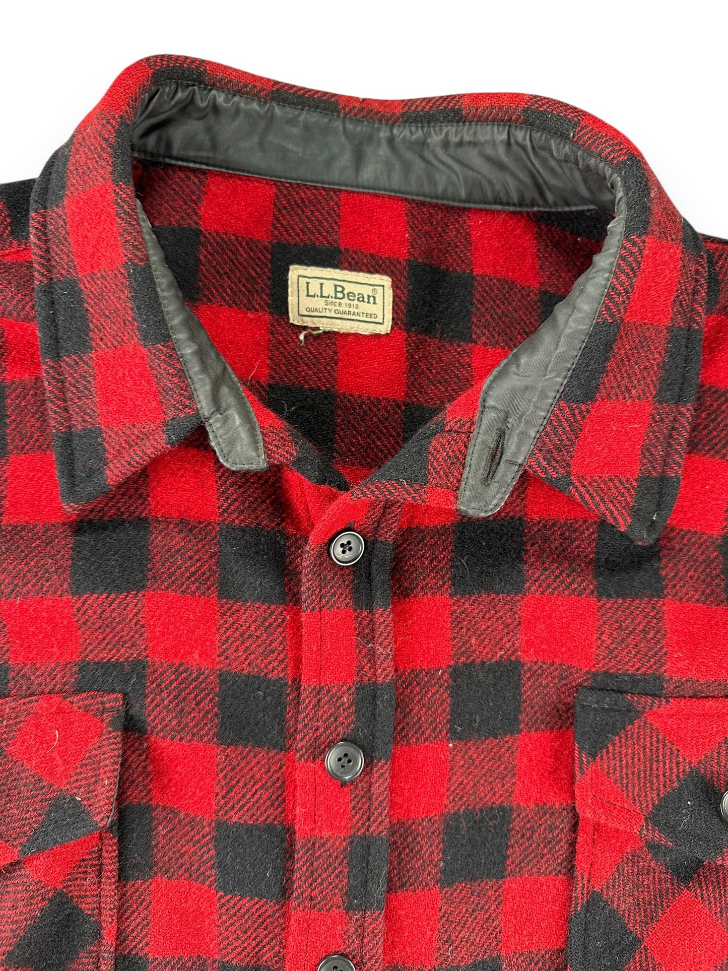 Tag View of Vintage Red and Black Wool LL Bean Flannel SZ XXL Tall