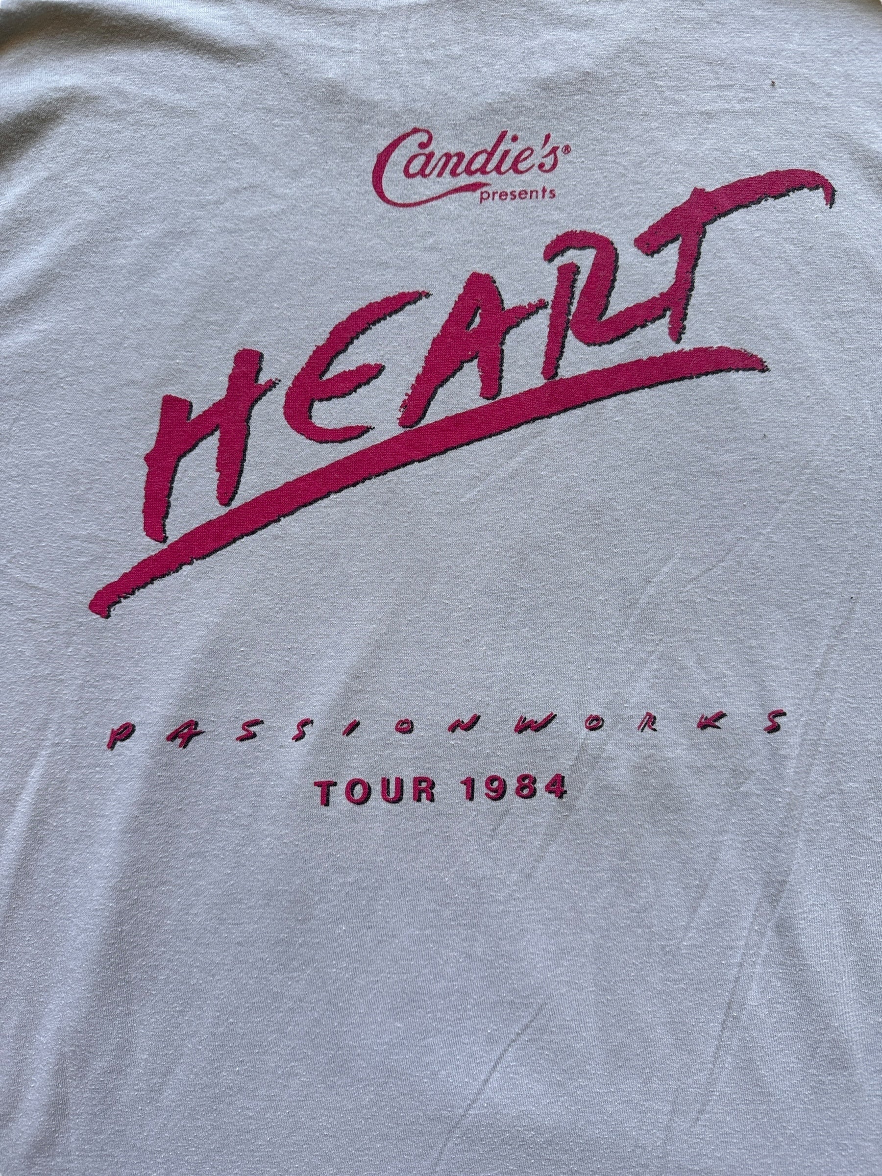 Rear Detail of Vintage 1984 Heart Passion Works Tour Tee SZ XL