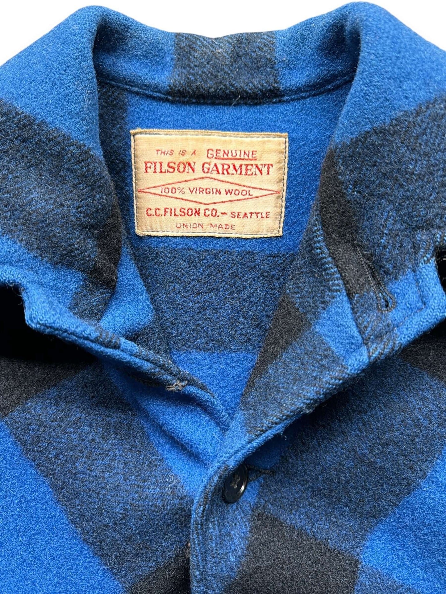 Vintage Filson Union Made Cobalt Double Mackinaw Jacket SZ 38