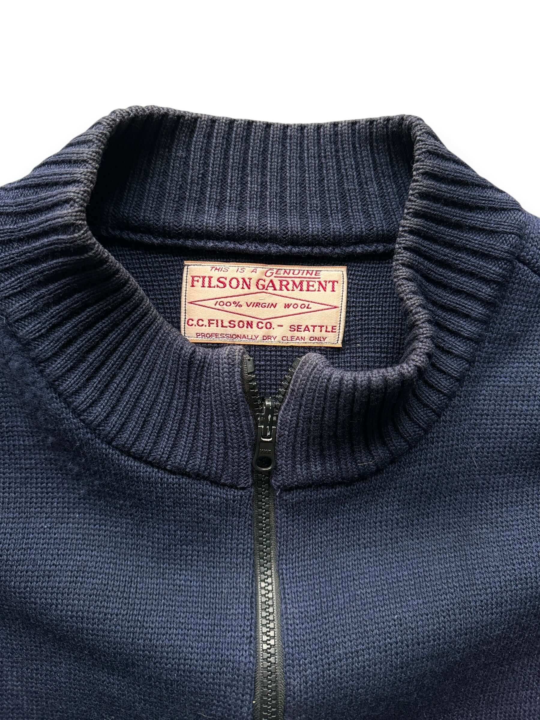 Navy Filson Zip Up Wool Guide Sweater SZ XL The Barn Owl Vintage Goods