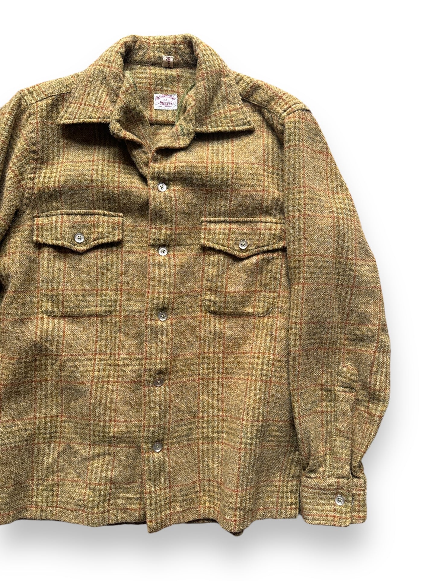 Front Left View of Vintage Earth Tone Brooks Brothers Wool Flannel SZ M