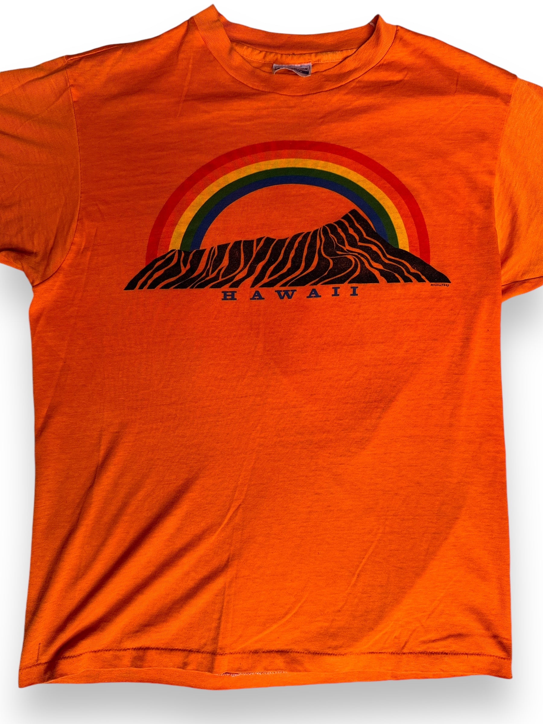 Front Detail on Vintage Orange Hawaii Tee SZ L