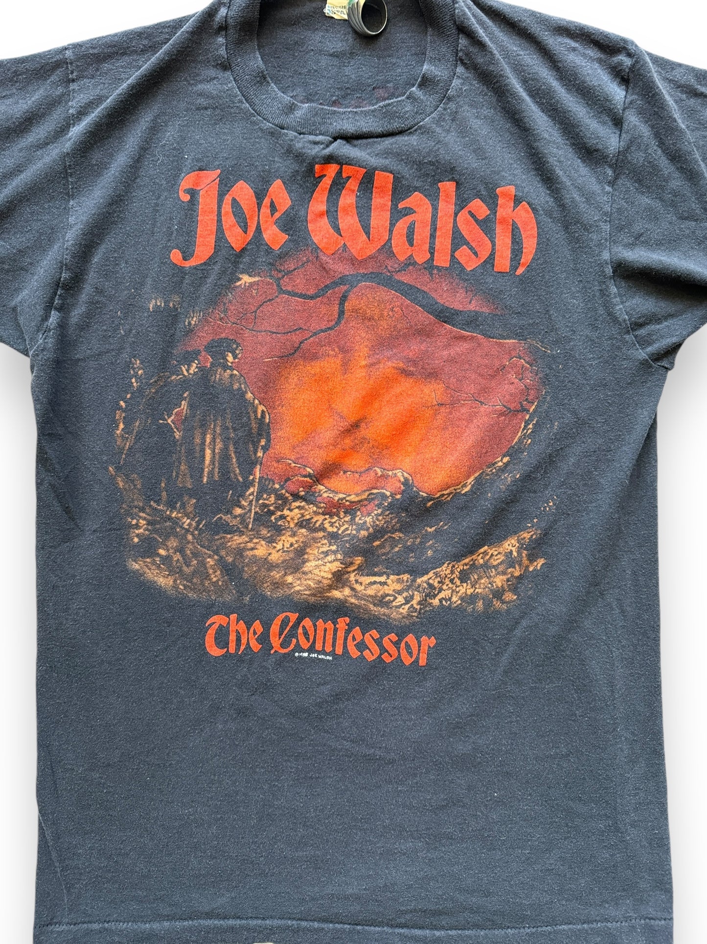 Front Detail on Vintage 1985 Joe Walsh Confessor Tour Tee SZ L