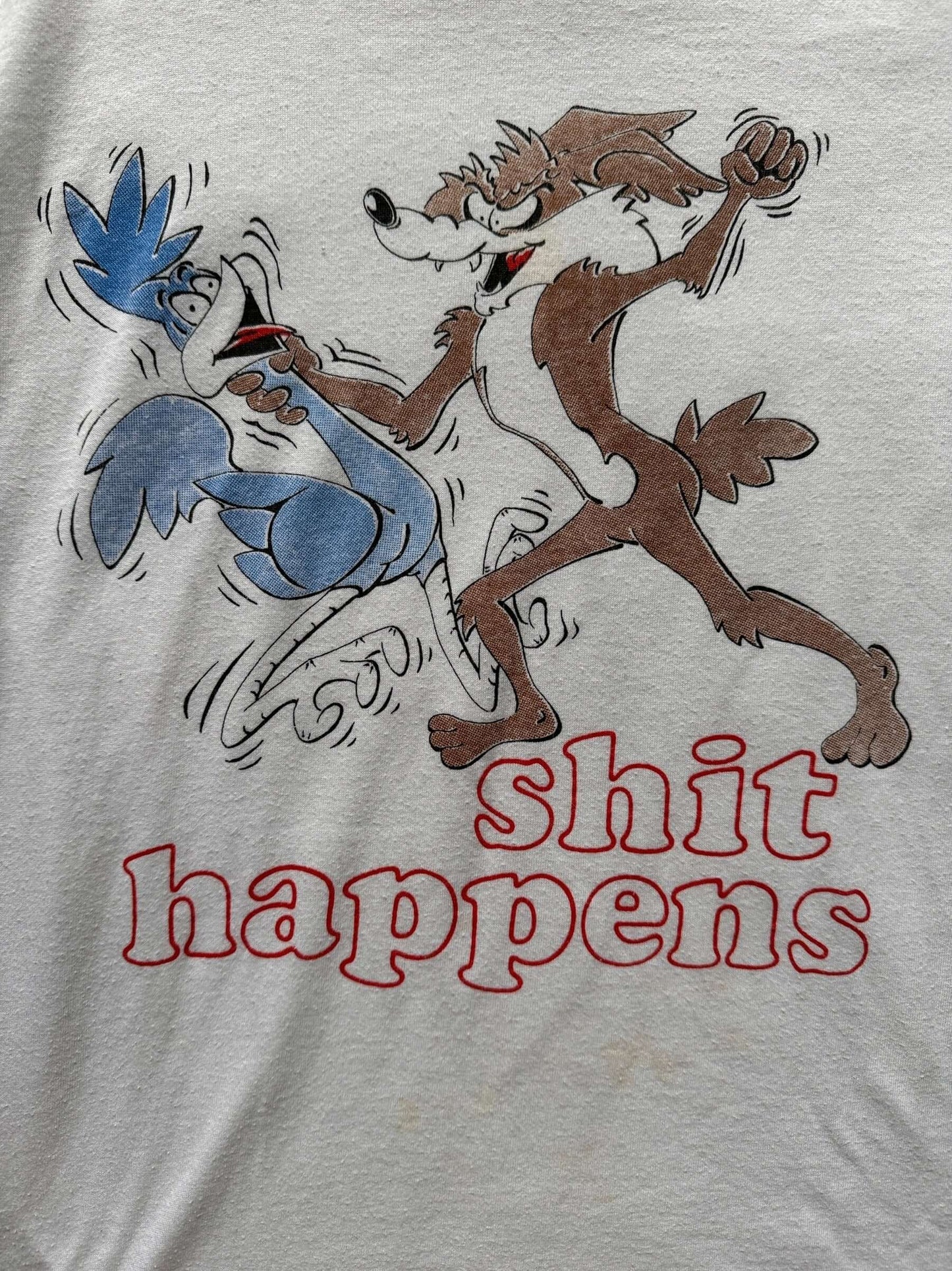 Graphic Detail on Vintage Wile Coyote Revenge Shit Happens T-Shirt SZ M