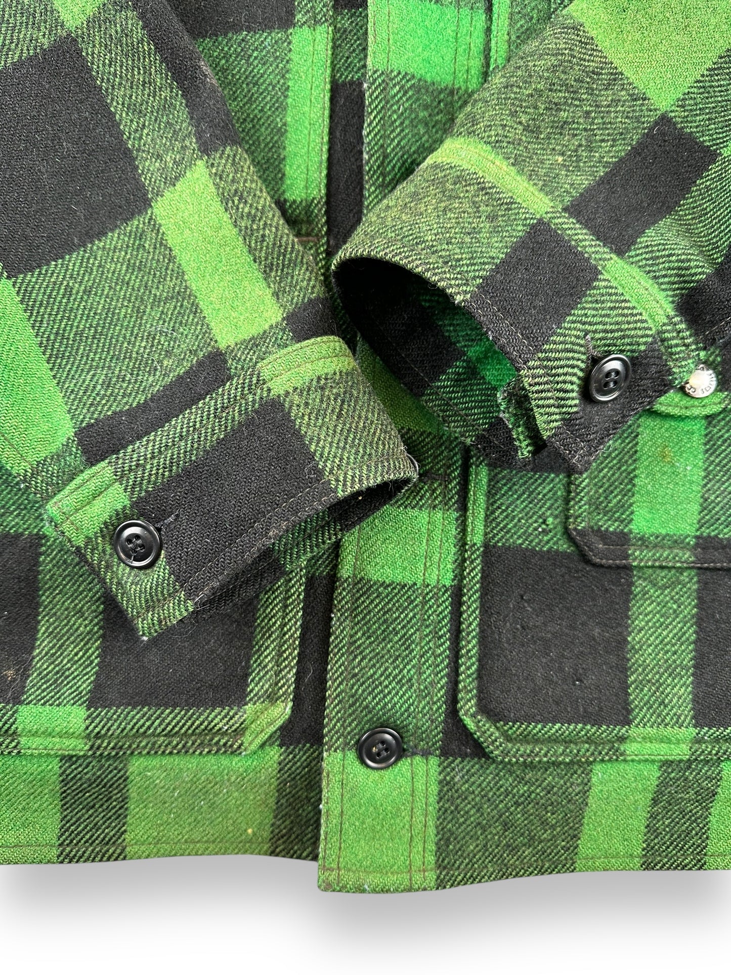 Cuffs on Vintage Union Made Filson Green & Black Cruiser SZ XL