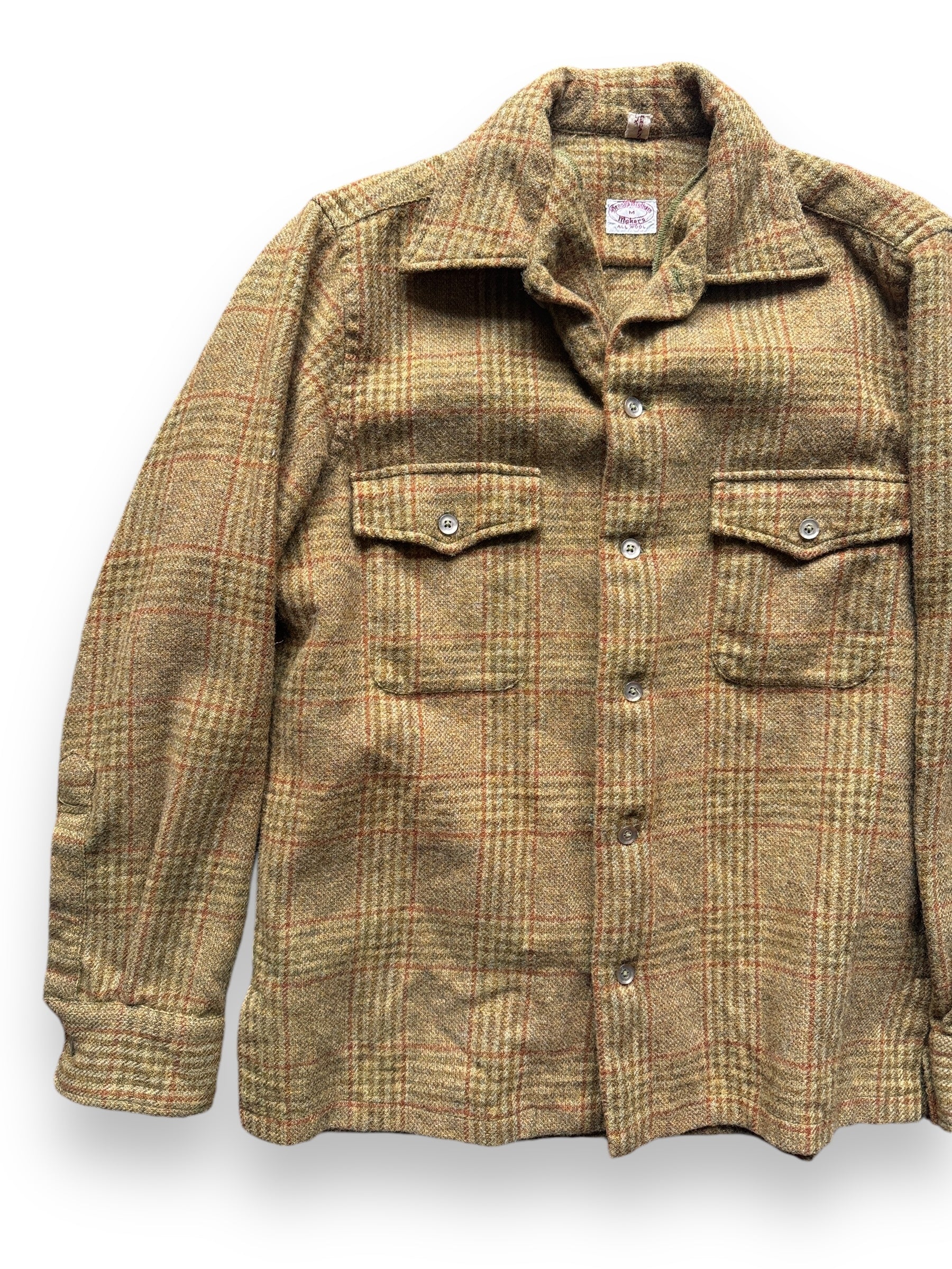 Front Right View of Vintage Earth Tone Brooks Brothers Wool Flannel SZ M