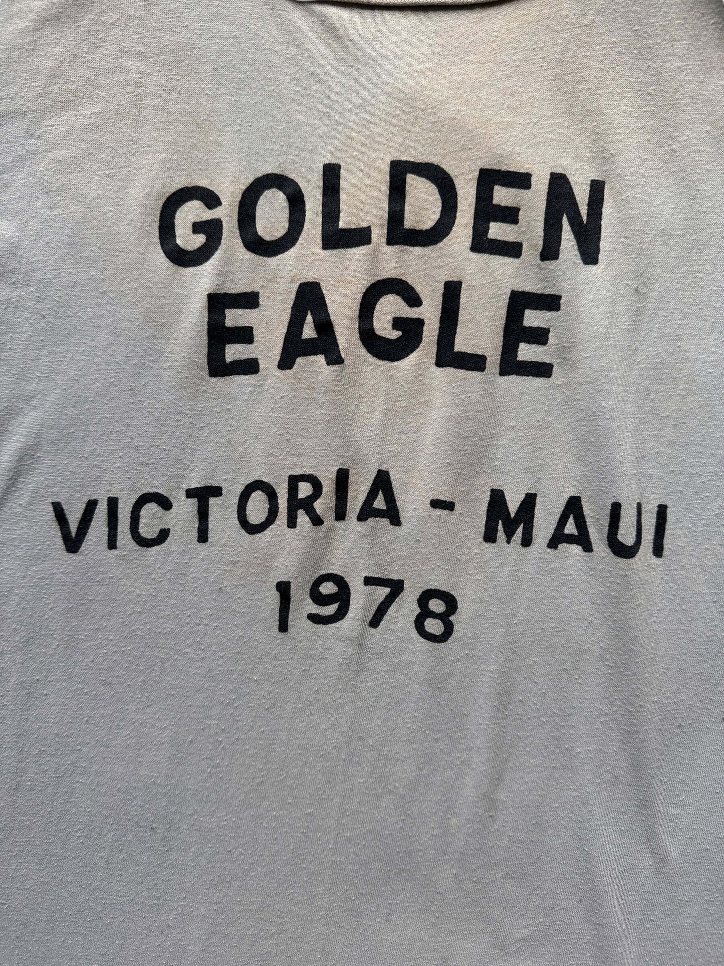 Front Detail of Lettering on Vintage Golden Eagle Cycle Club Tee SZ L