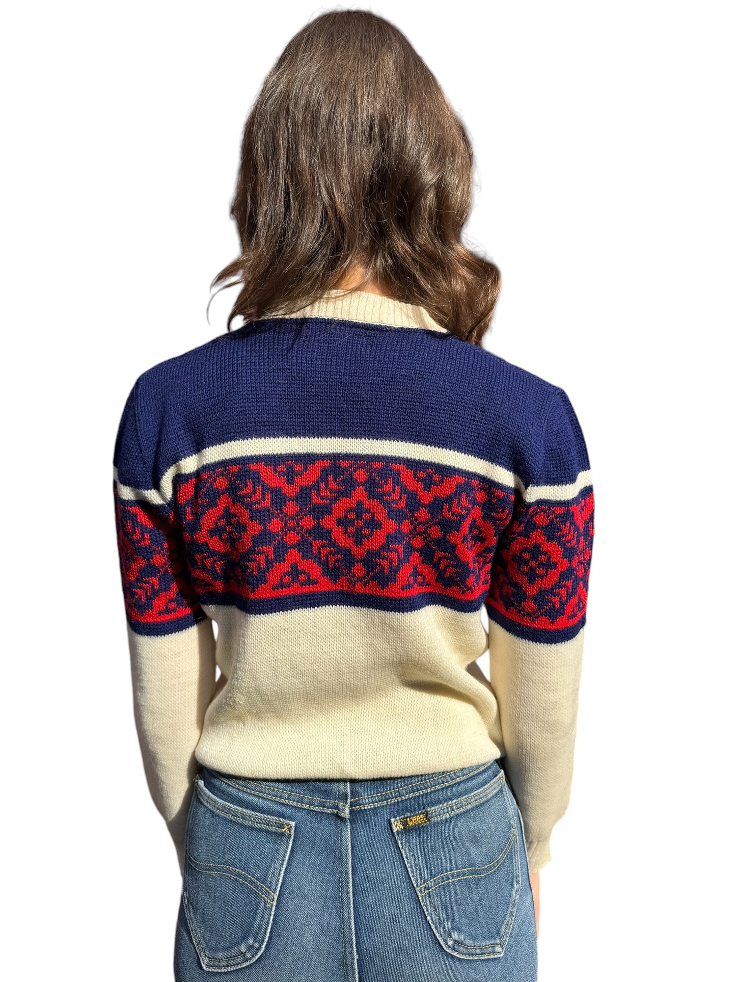 Rear View of Vintage Catalina Wool Knit Sweater SZ M