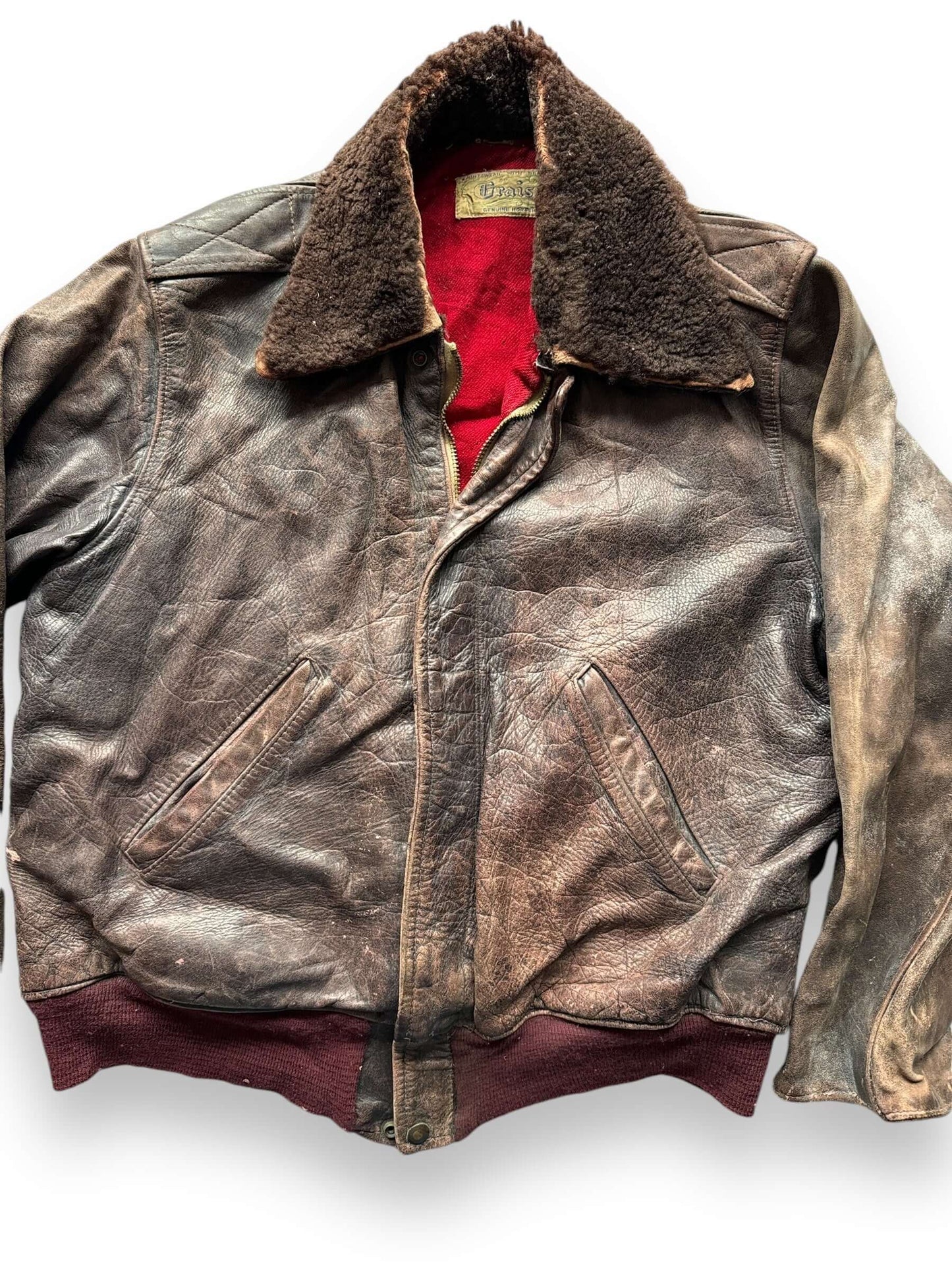 Front Detail of Vintage Grais Horsehide Jacket SZ L