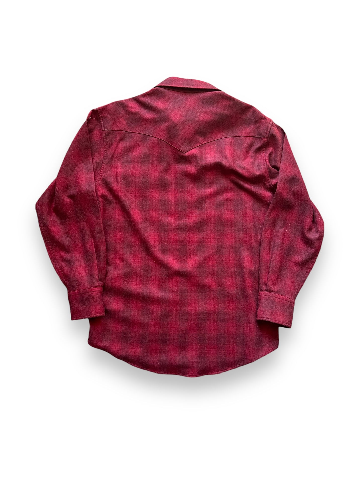 Rear View of Burgundy Pendleton Shadow Plaid Western Shirt SZ M