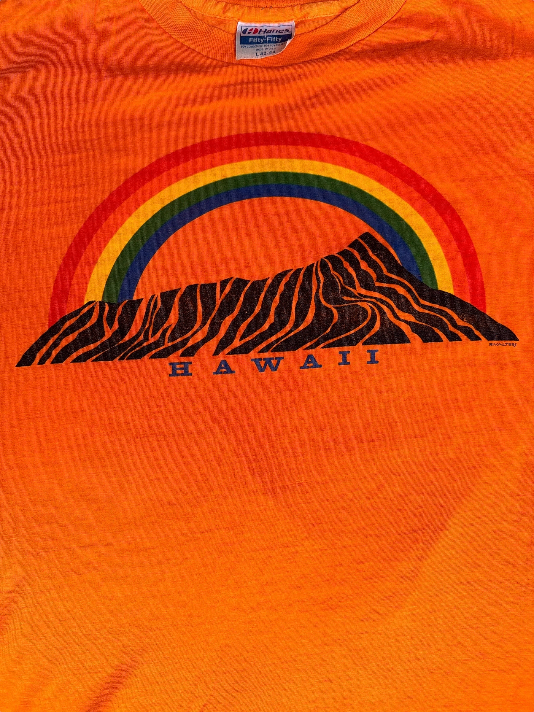 Graphic Detail on Vintage Orange Hawaii Tee SZ L