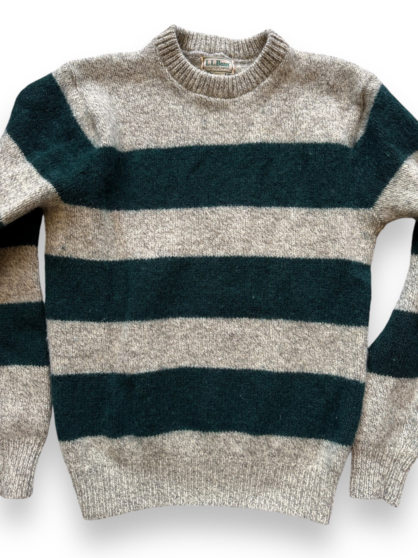 Front Detail on Vintage L.L. Bean Striped Sweater SZ M Long