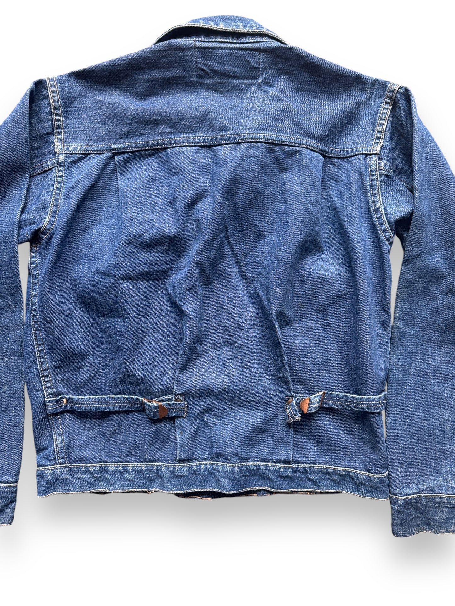 Rear View Close Up of Vintage 1947 Wrangler Blue Bell 11MJ Selvedge Denim