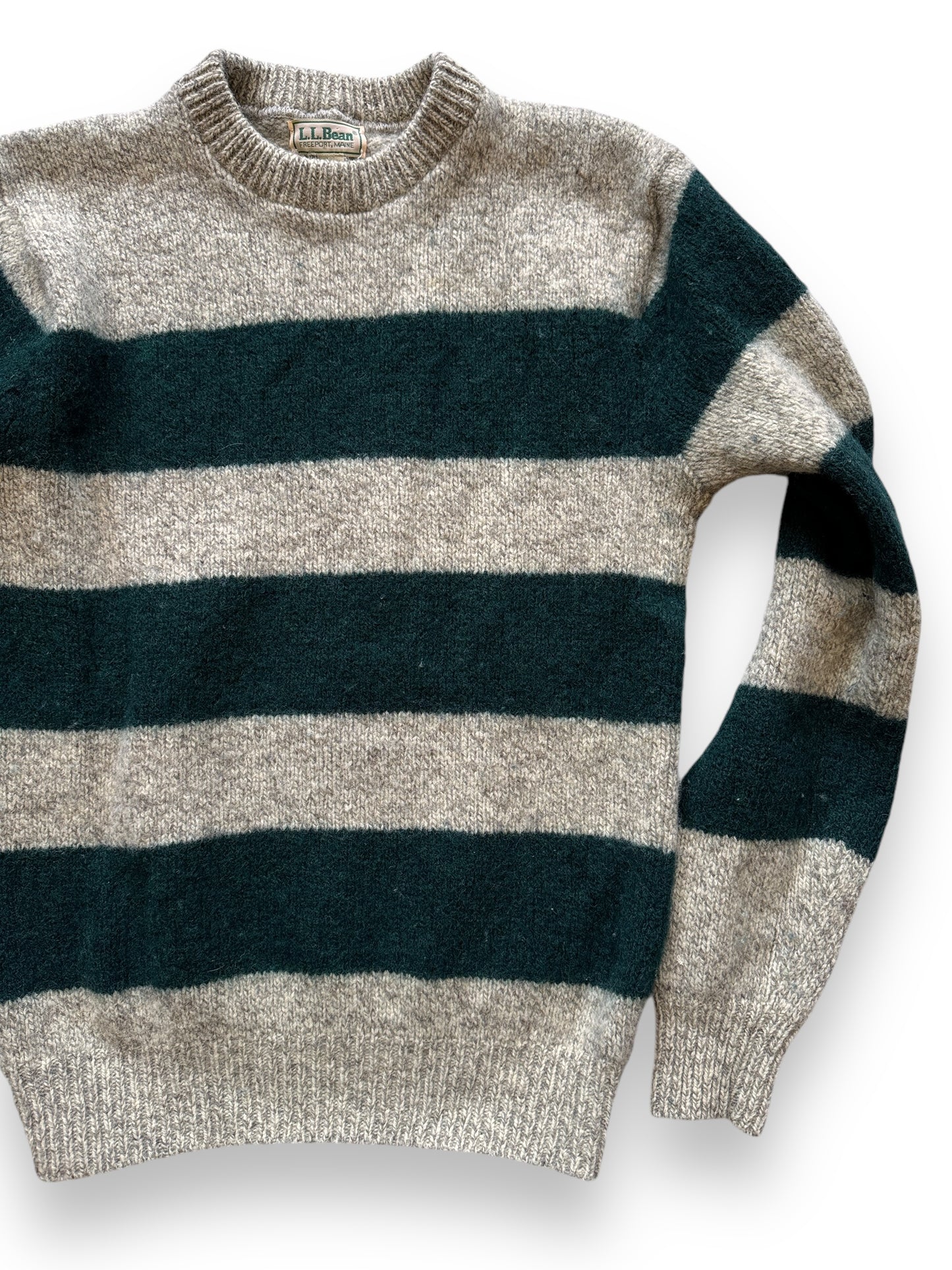 Front Left View of Vintage L.L. Bean Striped Sweater SZ M Long