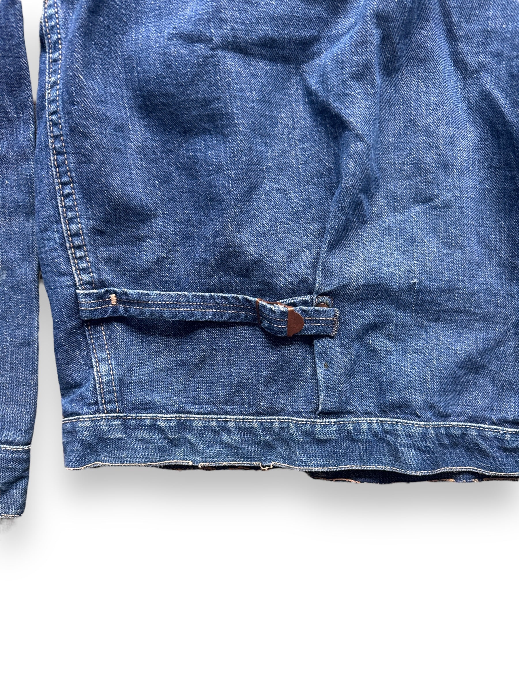 Rear Left Cinch on Vintage 1947 Wrangler Blue Bell 11MJ Selvedge Denim