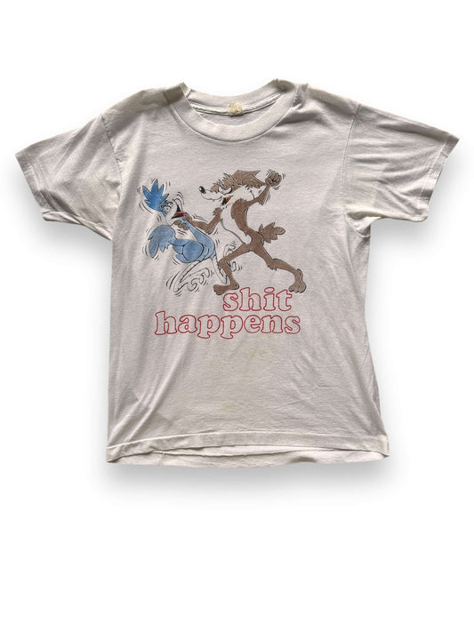 Front View of Vintage Wile Coyote Revenge Shit Happens T-Shirt SZ M