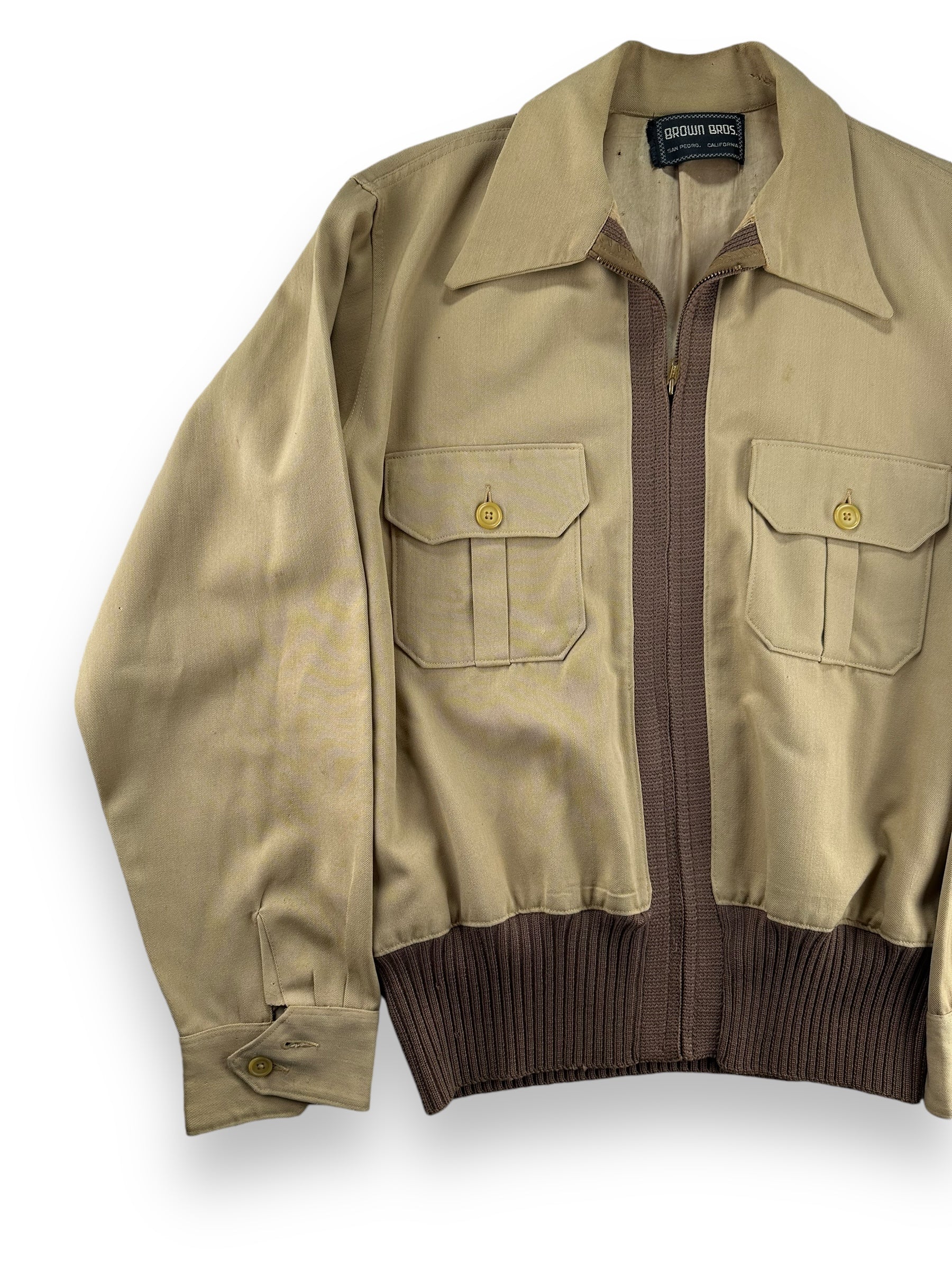 Front Right View of Vintage Brown Bros Gabardine Ricky Jacket SZ XL