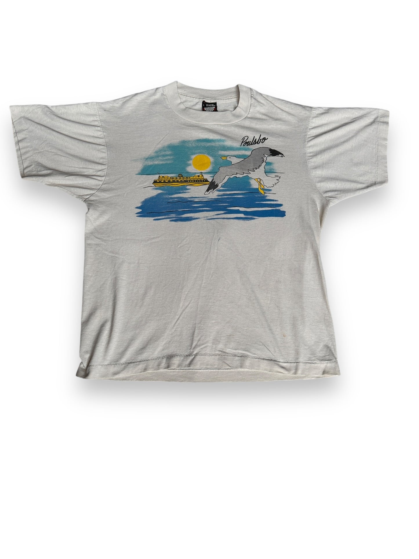 Front View of Vintage Poulsbo Seagull Tee SZ L