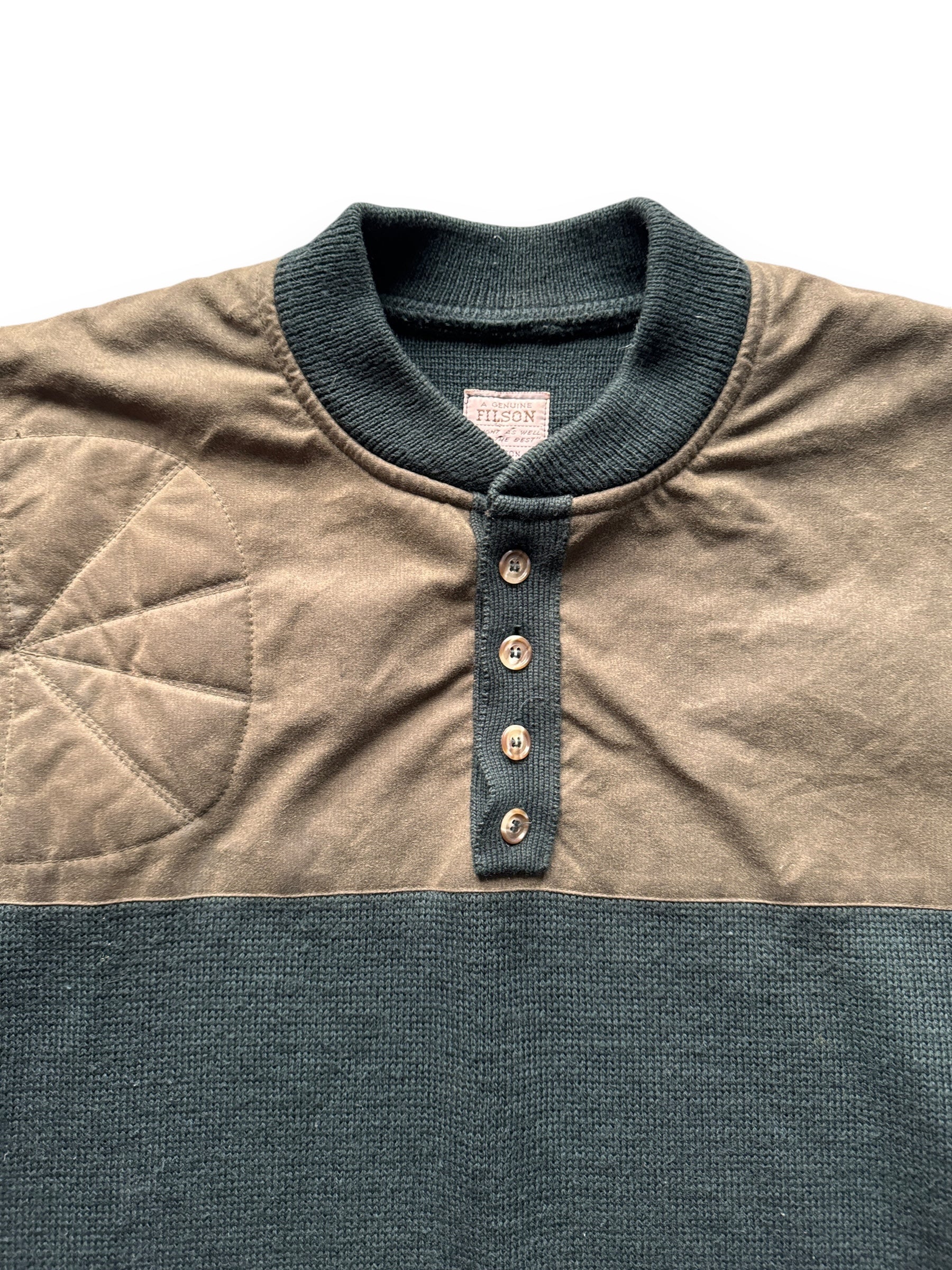 Upper Collar View of Vintage Filson Wool Guide Sweater SZ XXL