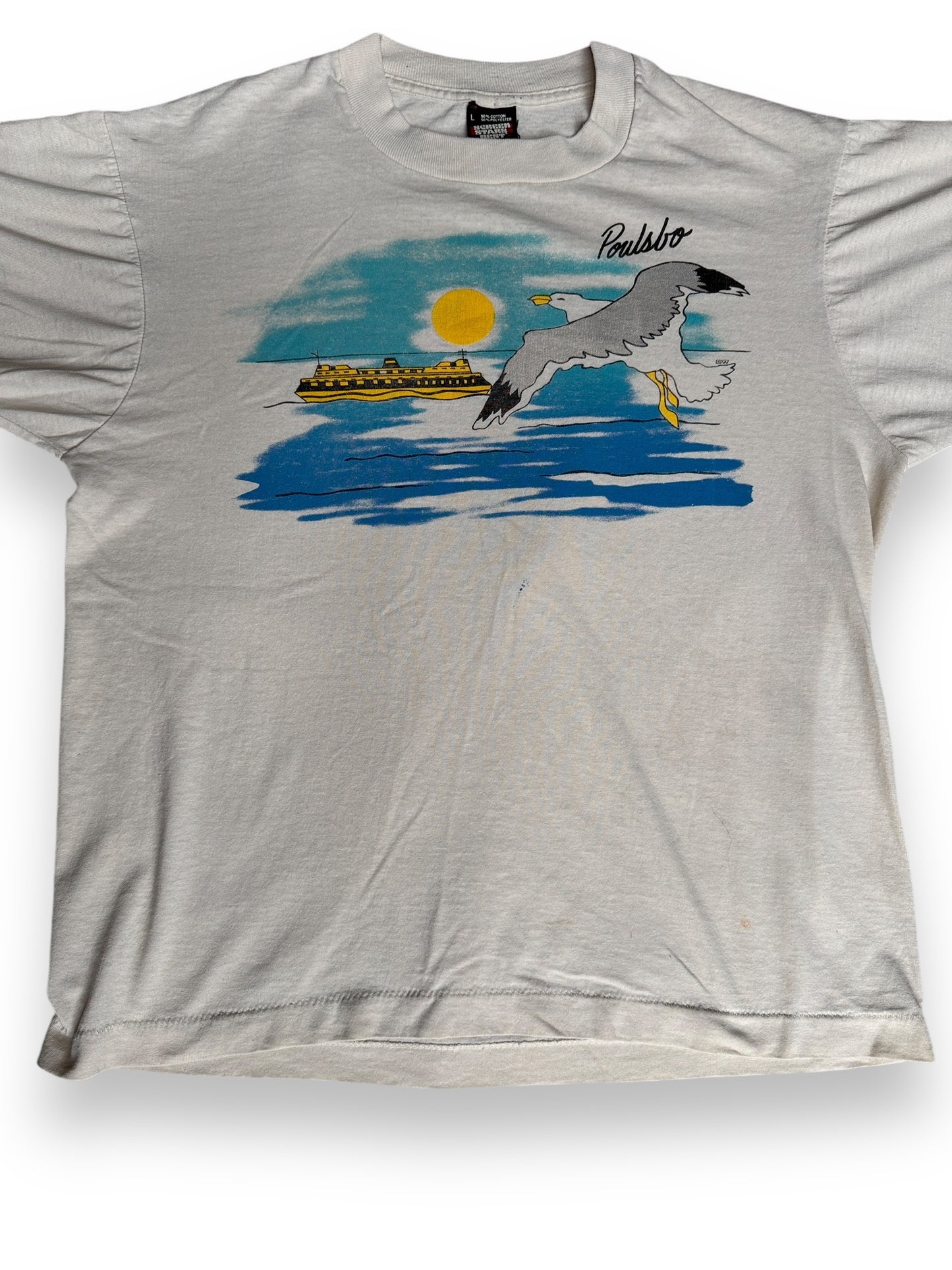 Front Detail on Vintage Poulsbo Seagull Tee SZ L