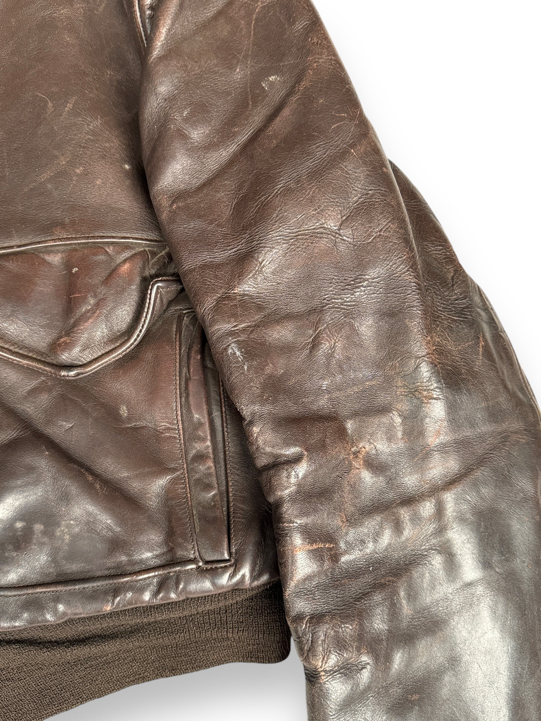 Some Abrasions on Sleeves of Vintage Penney's Horsehide Jacket SZ 42