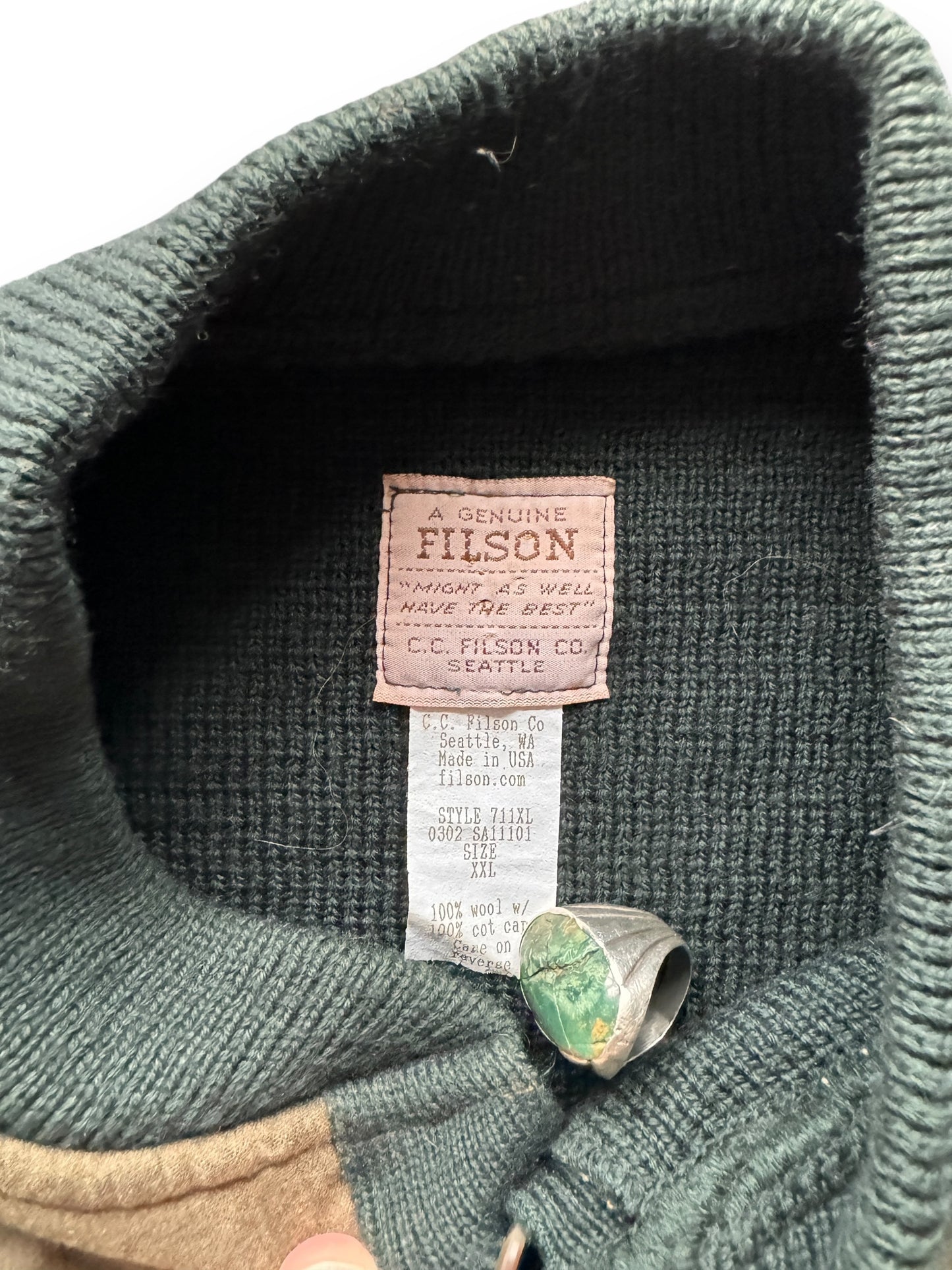 Tag View of Vintage Filson Wool Guide Sweater SZ XXL