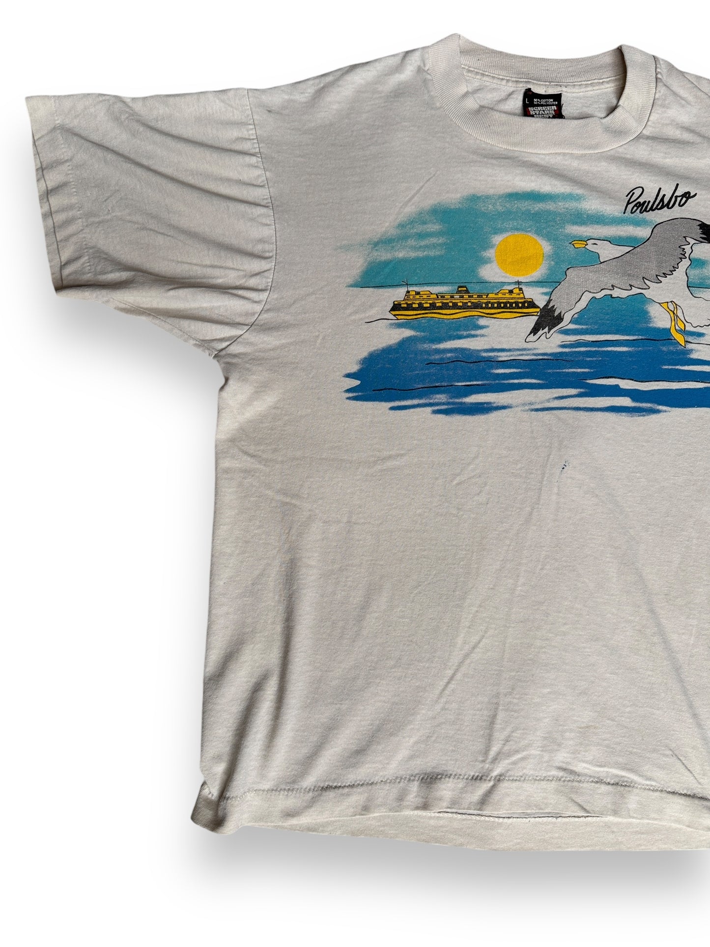 Front Right View of Vintage Poulsbo Seagull Tee SZ L