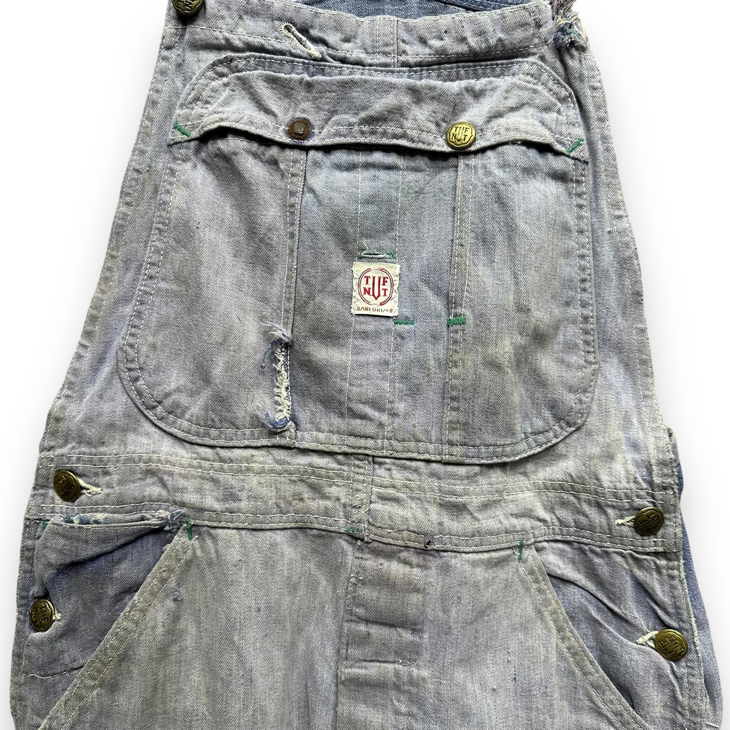 Front Chest View of Rear View of Vintage Faded Tuf Nut Overalls SZ SM