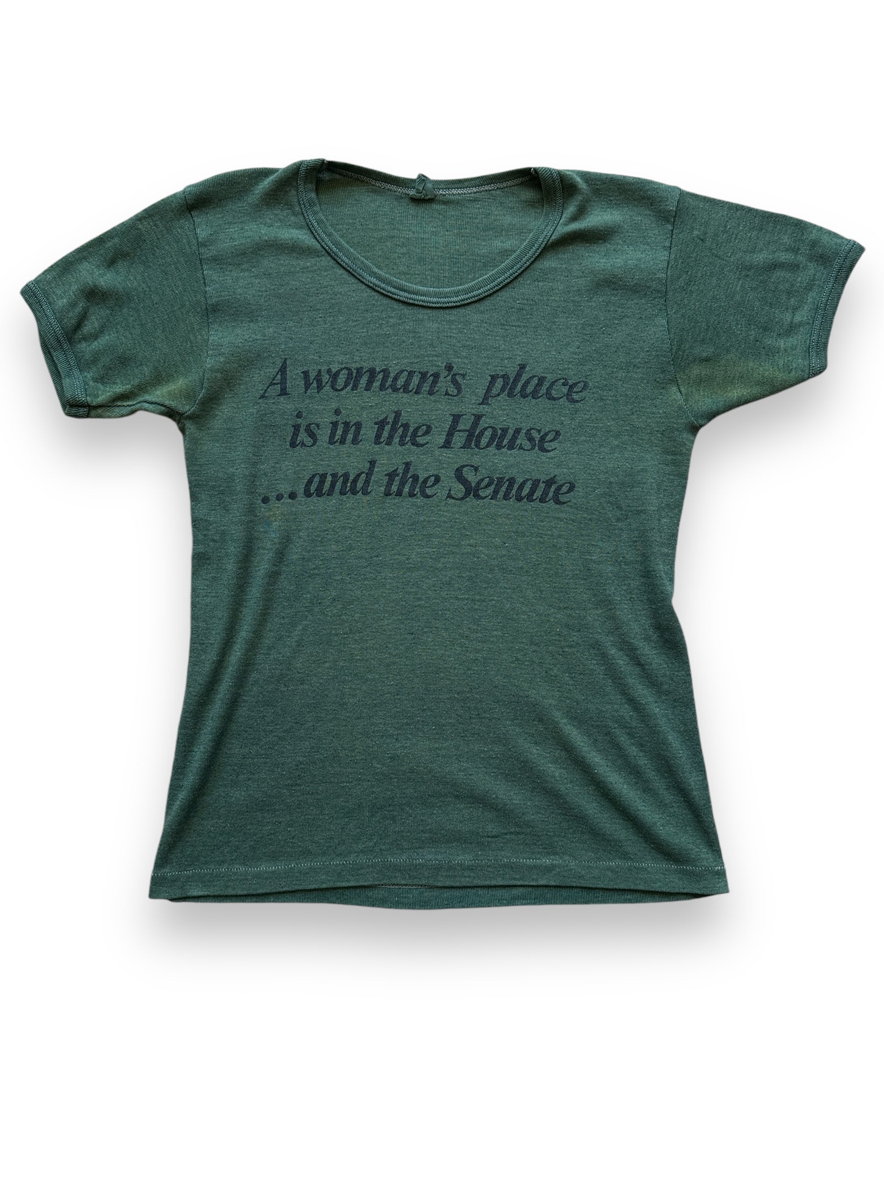 Front View of Vintage A Woman's Place Is In The House Tee SZ M