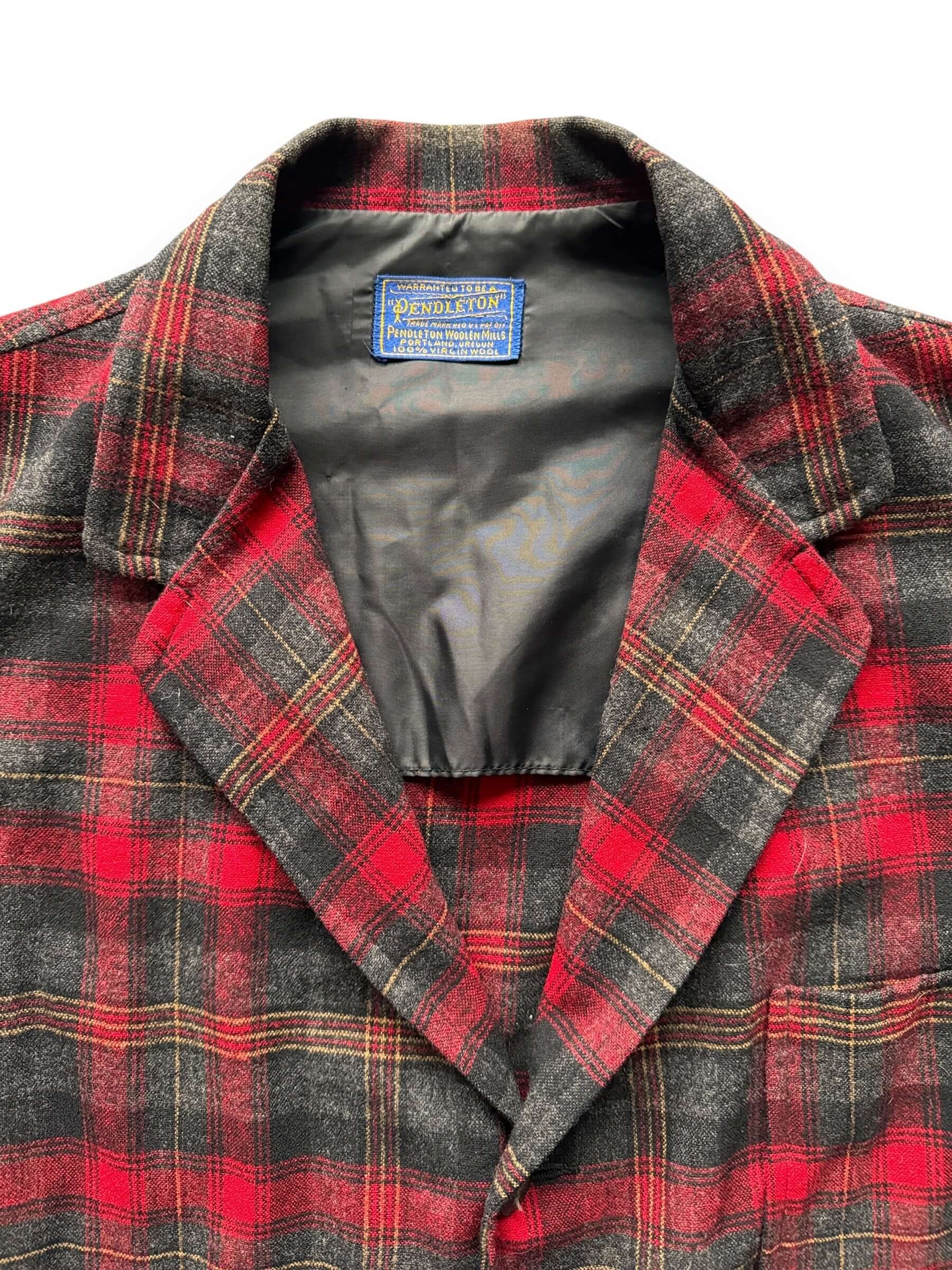 Collar and Tag View of Vintage Pendleton Wool Sport Coat SZ XL