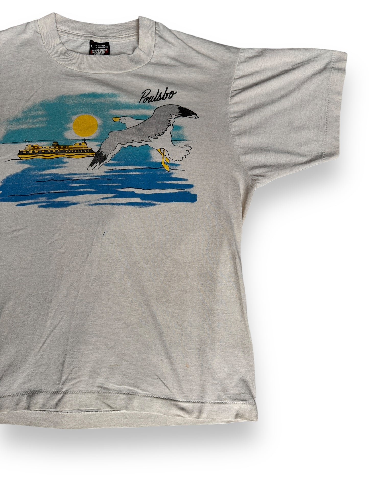 Front Left View of Vintage Poulsbo Seagull Tee SZ L