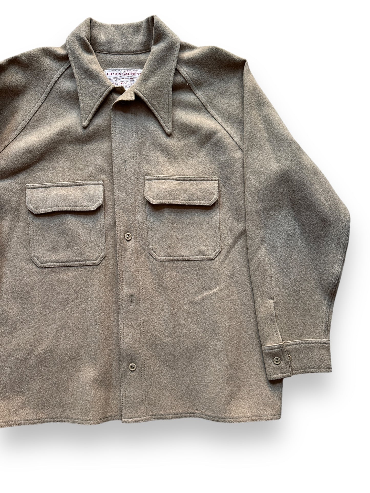 Front Left View of Vintage Tan Filson Jac Shirt SZ XL