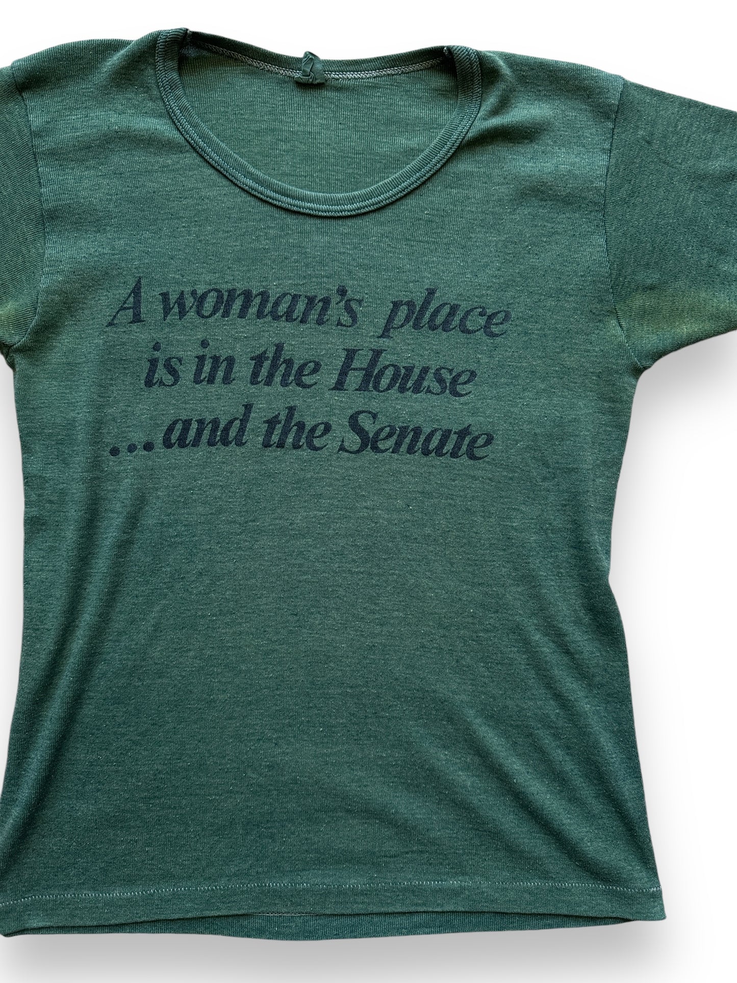 Front Detail on Vintage A Woman's Place Is In The House Tee SZ M