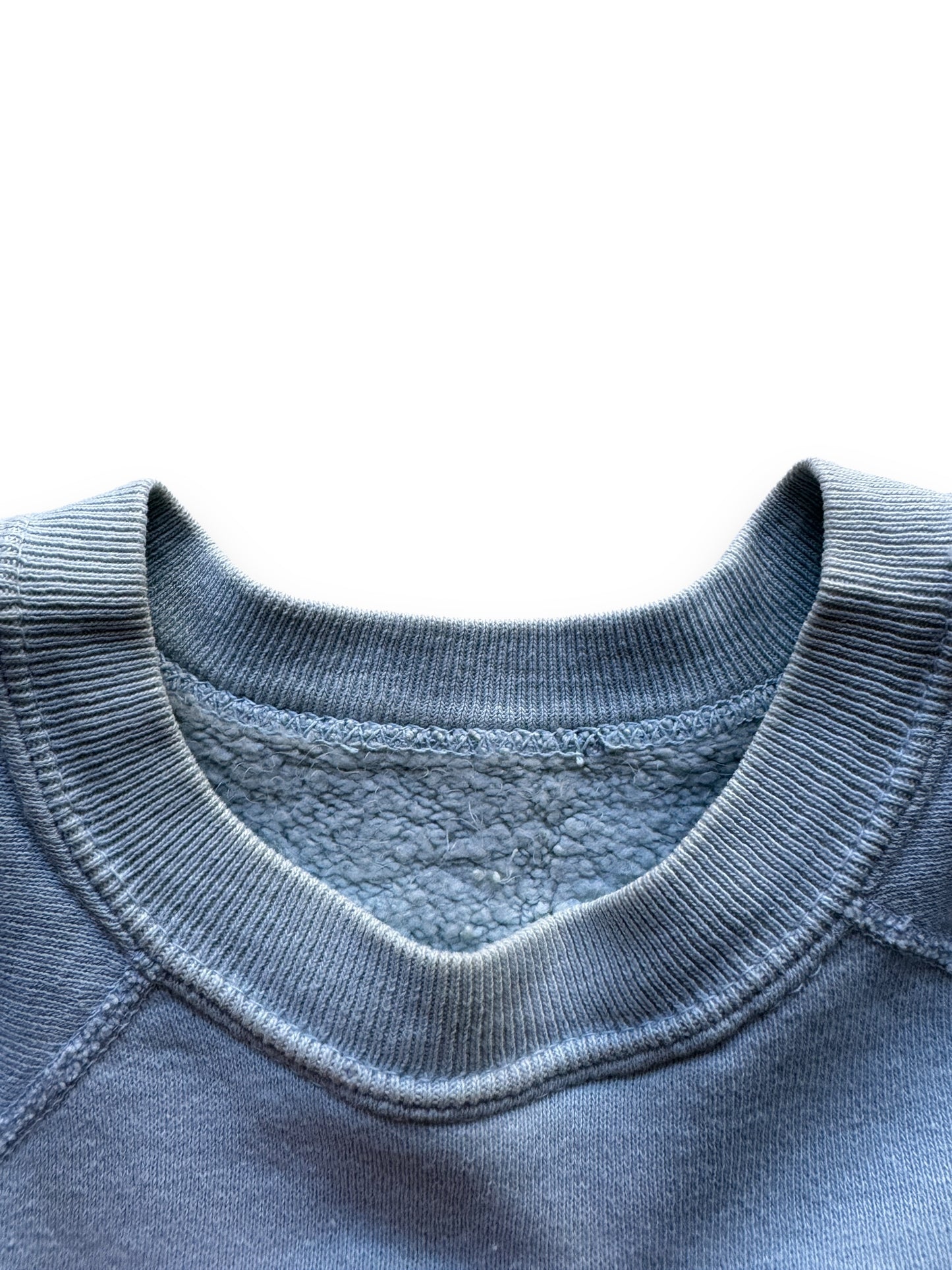 Collar View of Vintage Robin's Egg Blue Short Sleeve Crewneck SZ L