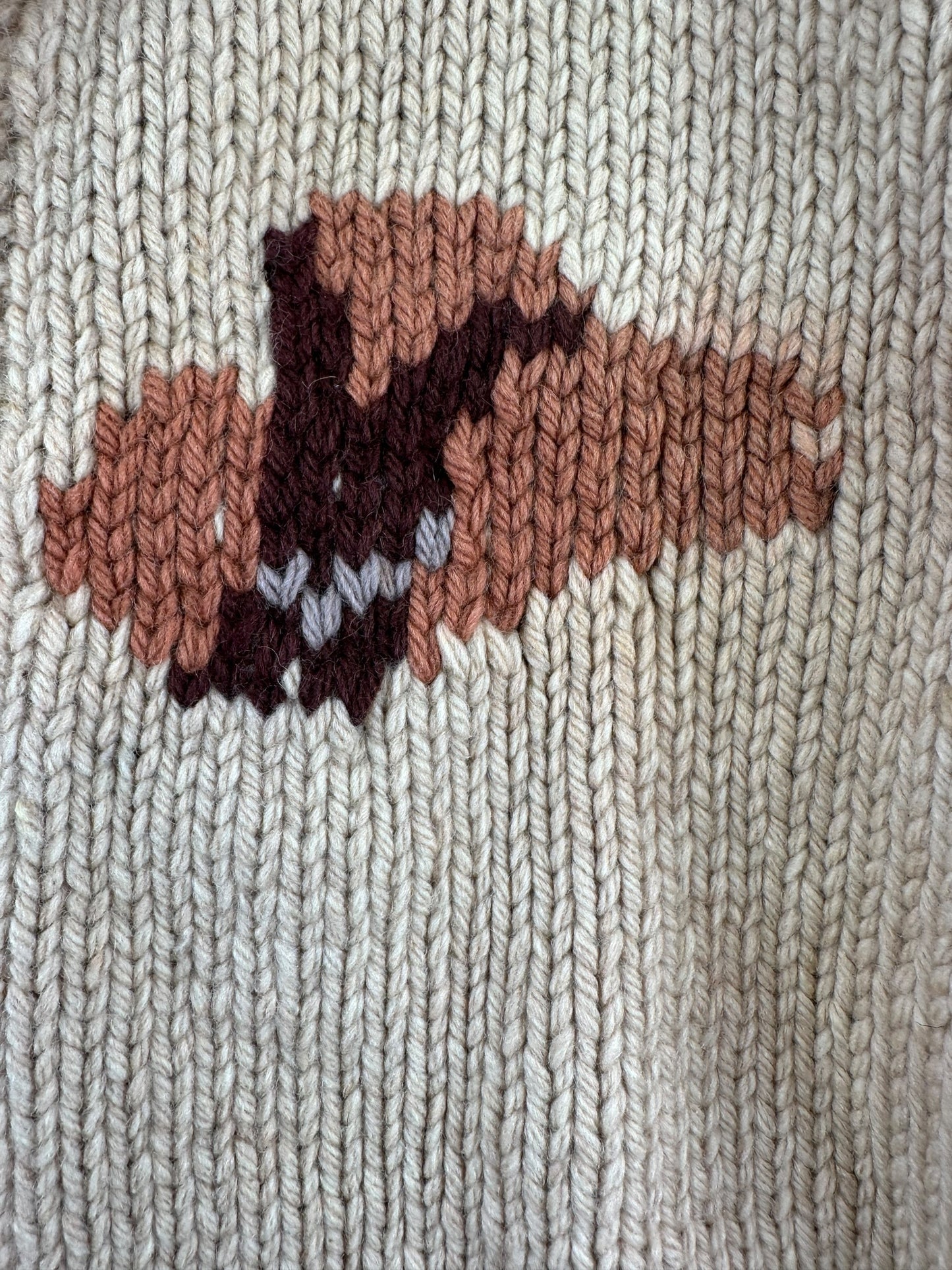 Cowboy Hat on Vintage Bucking Bronco Cowichan Style Sweater SZ XL