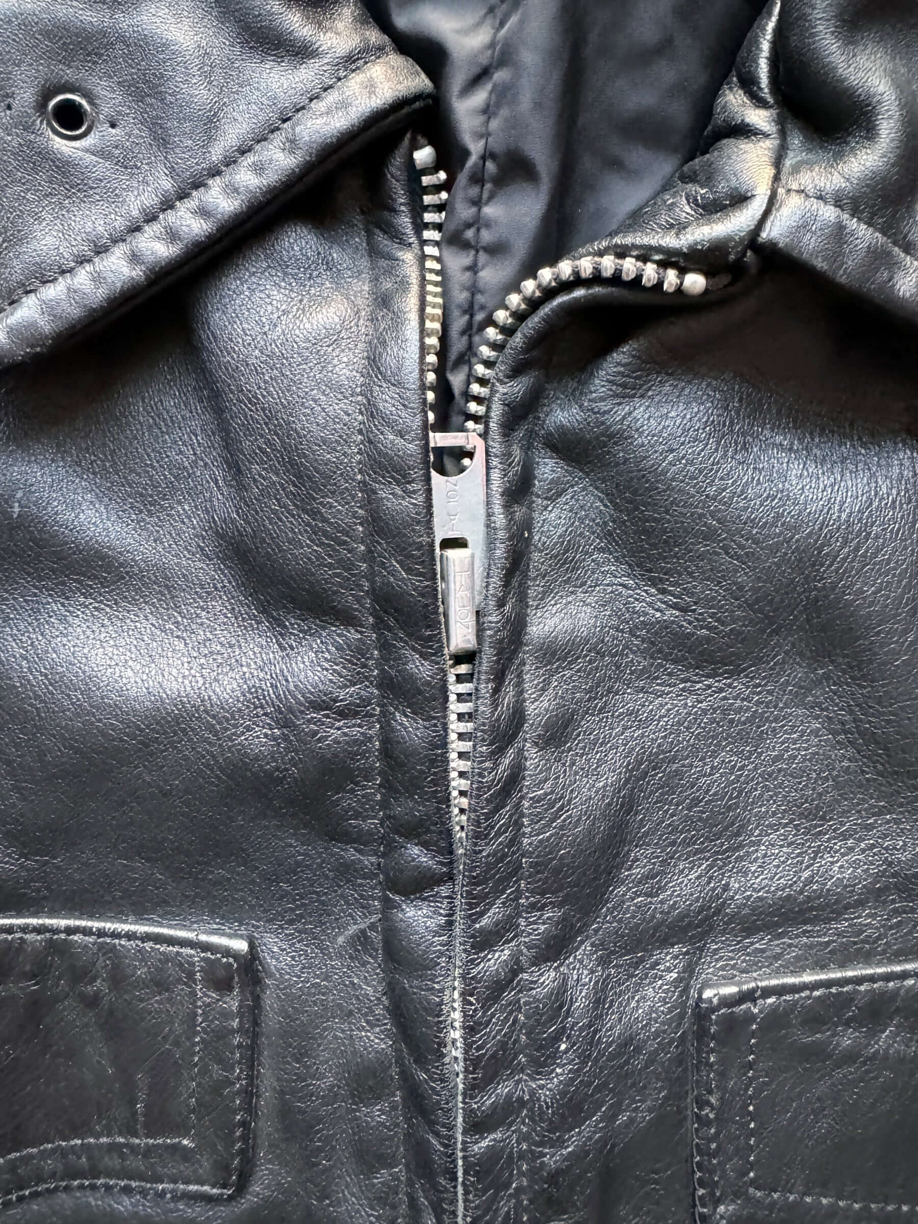 Talon Zip on Vintage Horsehide Police Jacket SZ 46