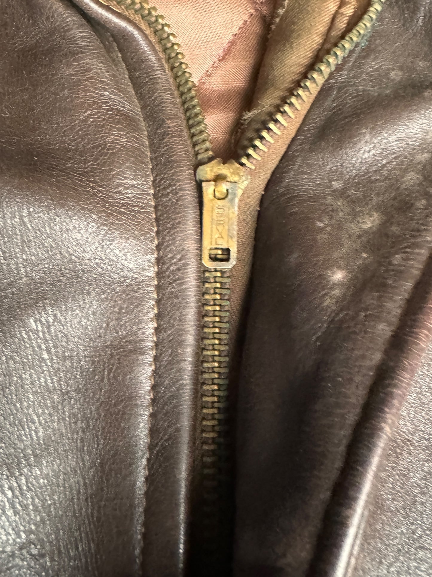 Serval Zip on Vintage Penney's Horsehide Jacket SZ 42