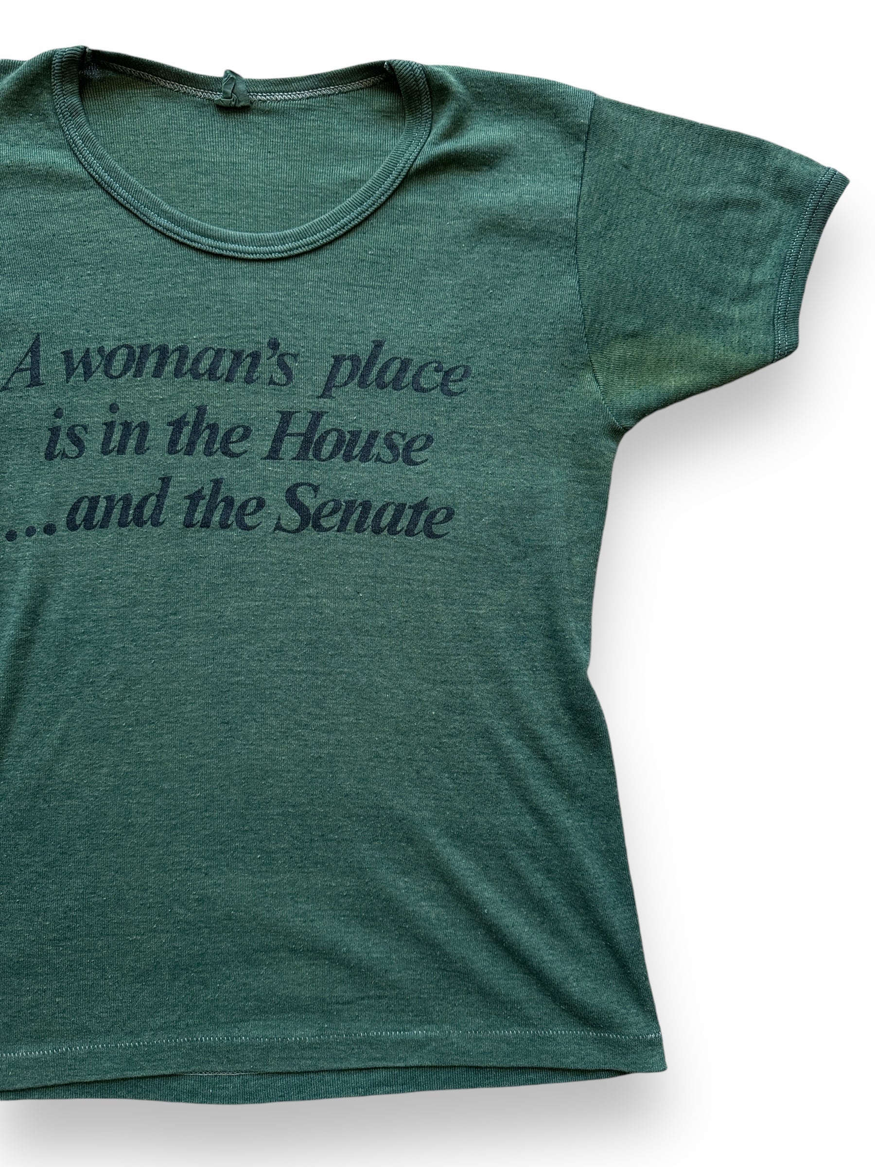 Front Left View of Vintage A Woman's Place Is In The House Tee SZ M