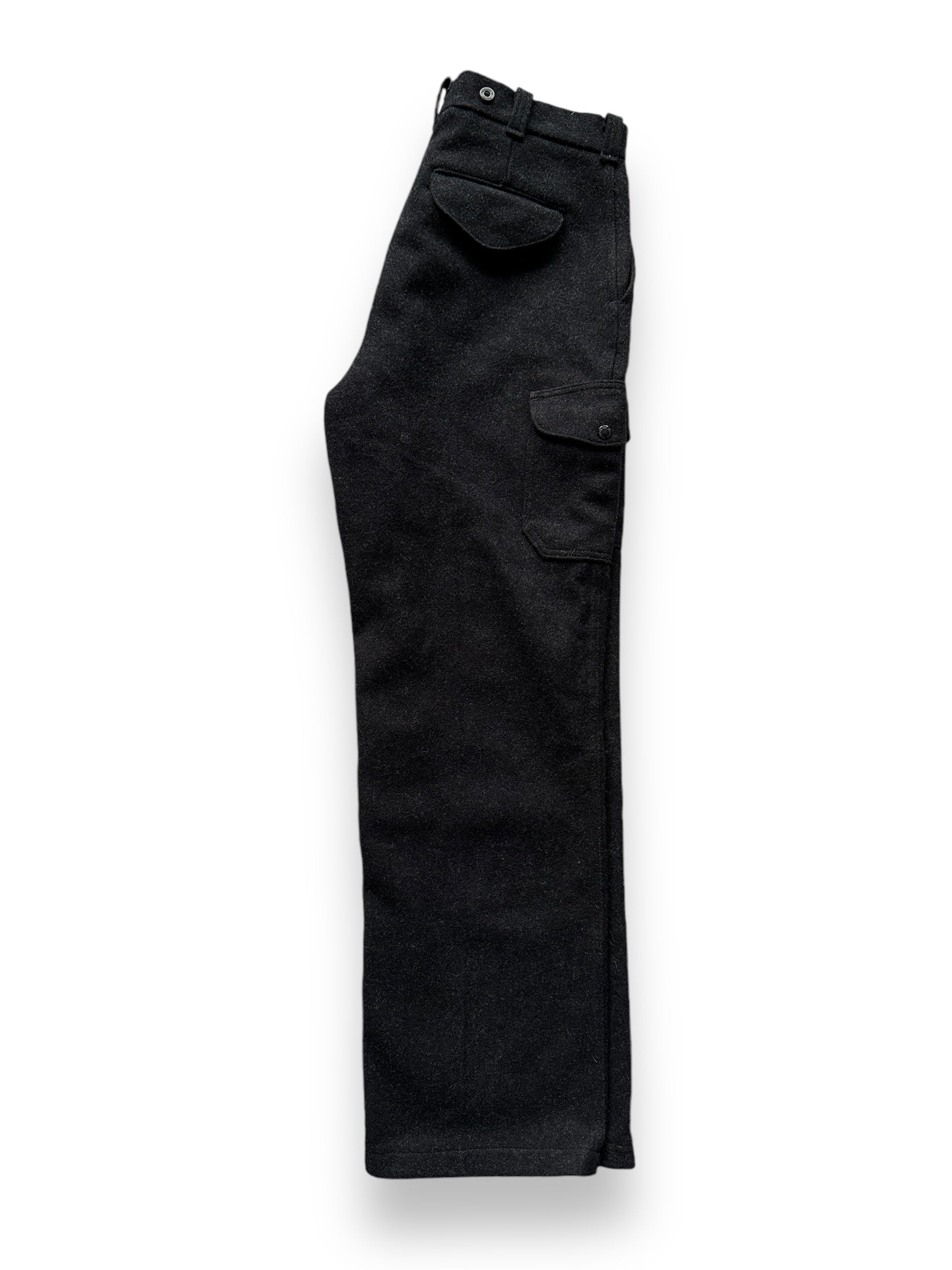 Side Profile View of Vintage Charcoal Grey Filson Wool Trousers W34