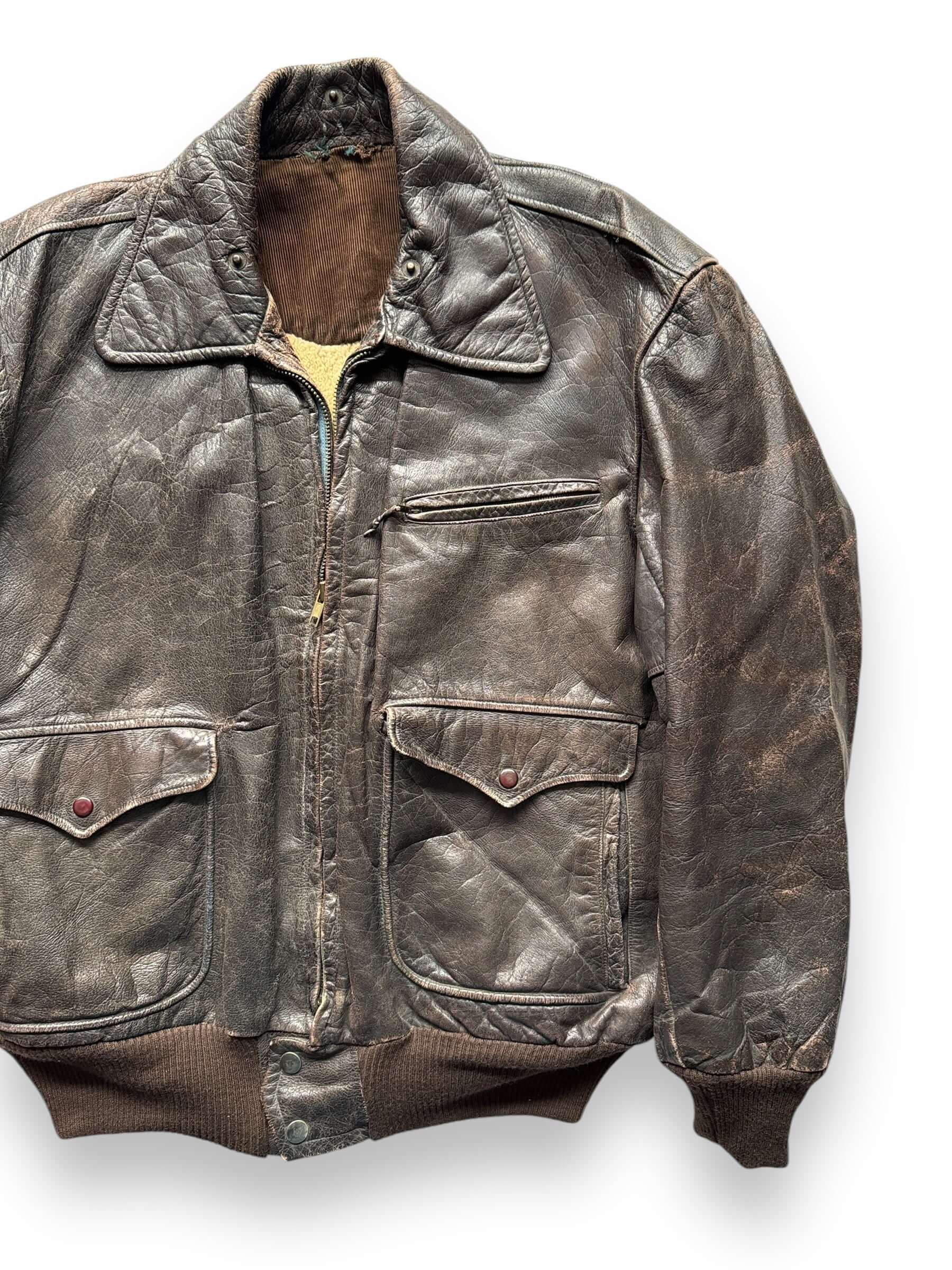 Front Left View of Vintage Horsehide Jacket SZ L