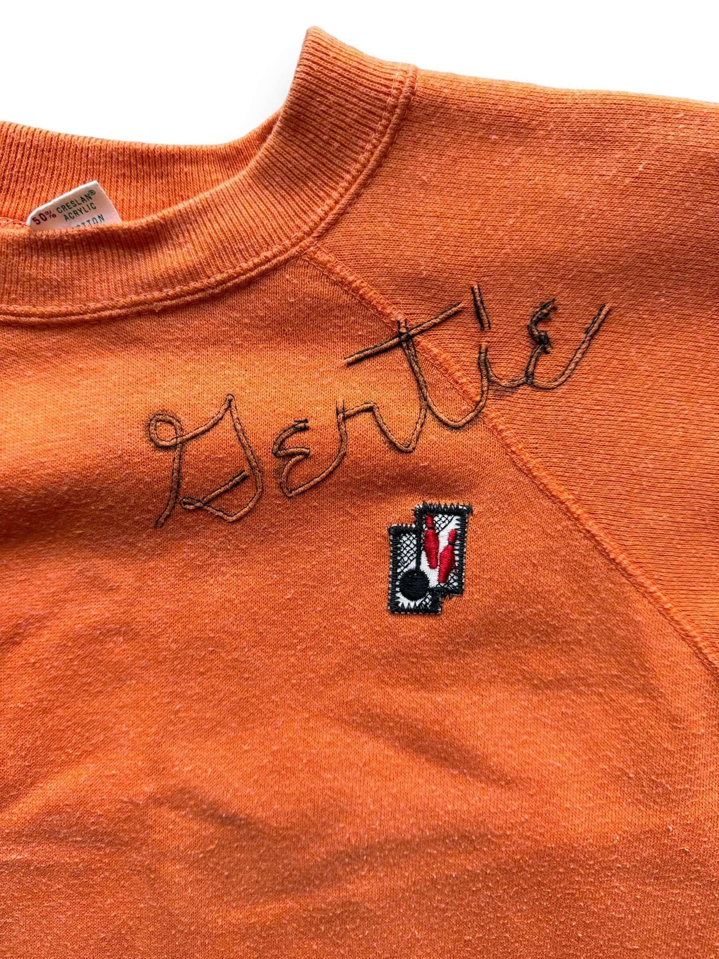 Gertie Embroidery and Bowling Patch on Vintage "Gertie" Sportswear Creslan & Cotton Crewneck SZ M