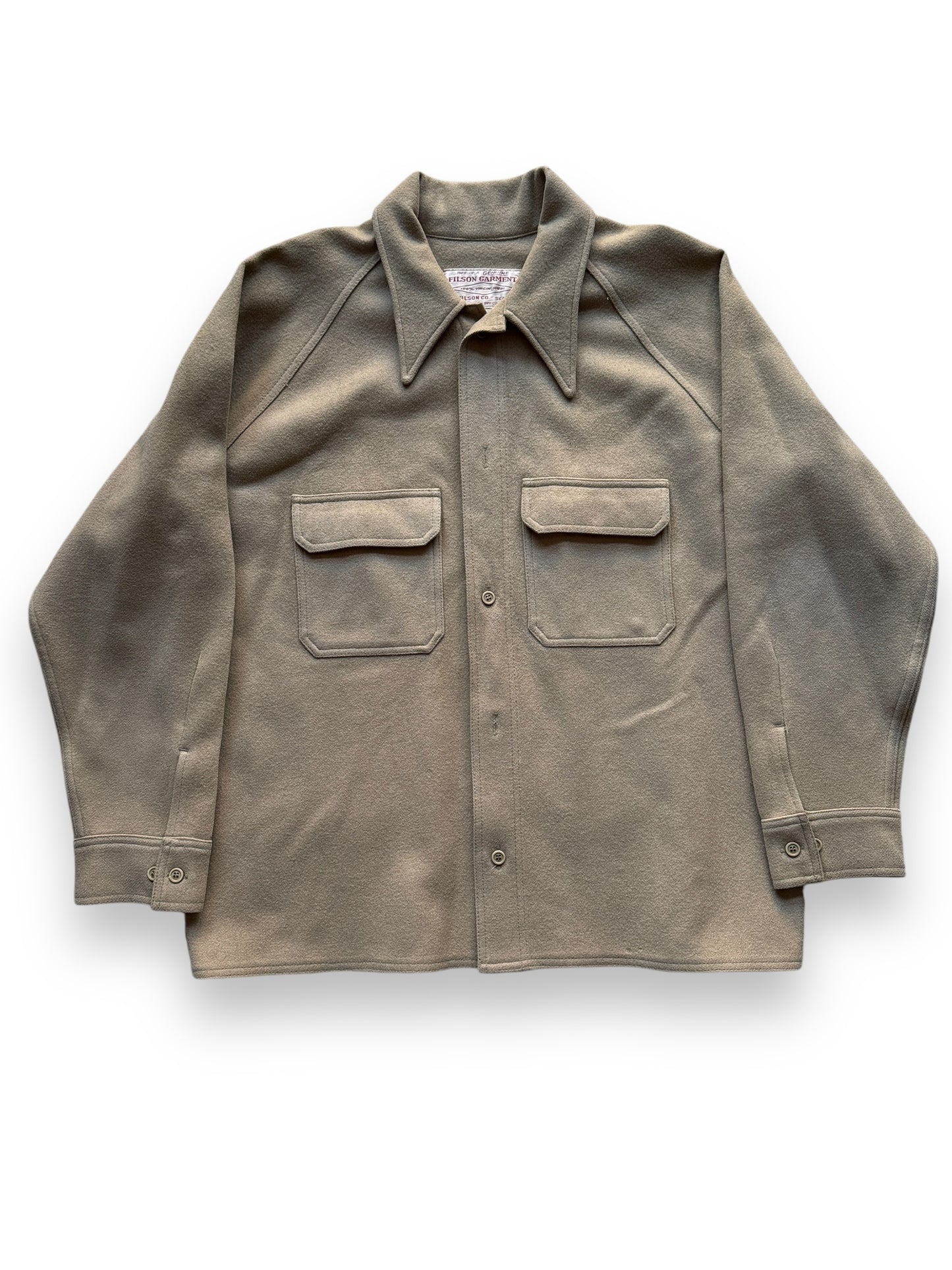 Front View of Vintage Tan Filson Jac Shirt SZ XL