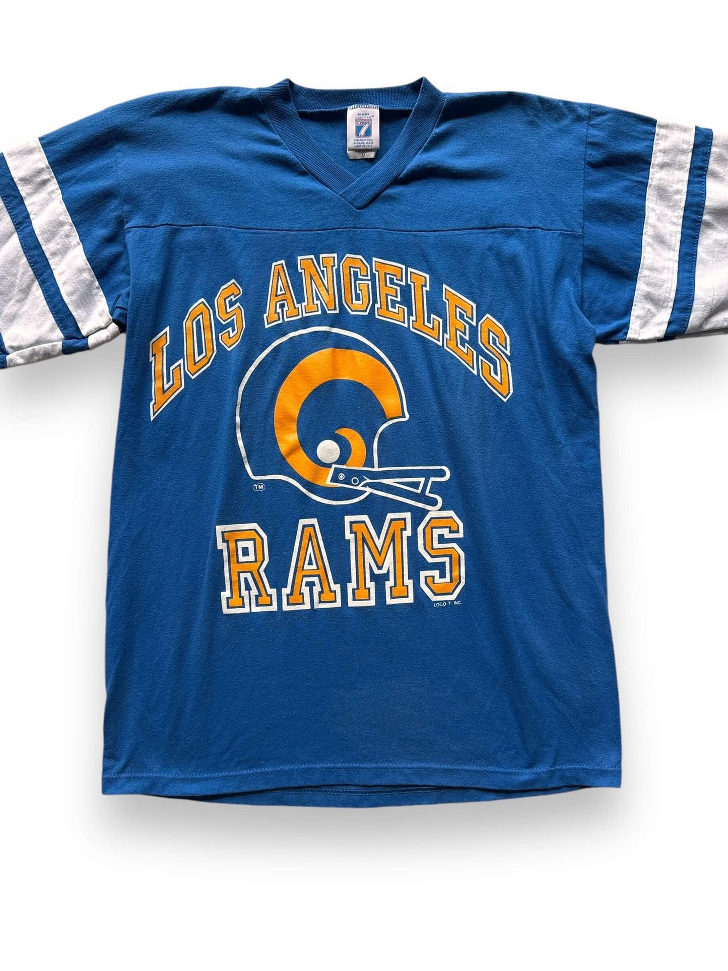 Front Detail on Vintage LA Rams Jersey SZ M